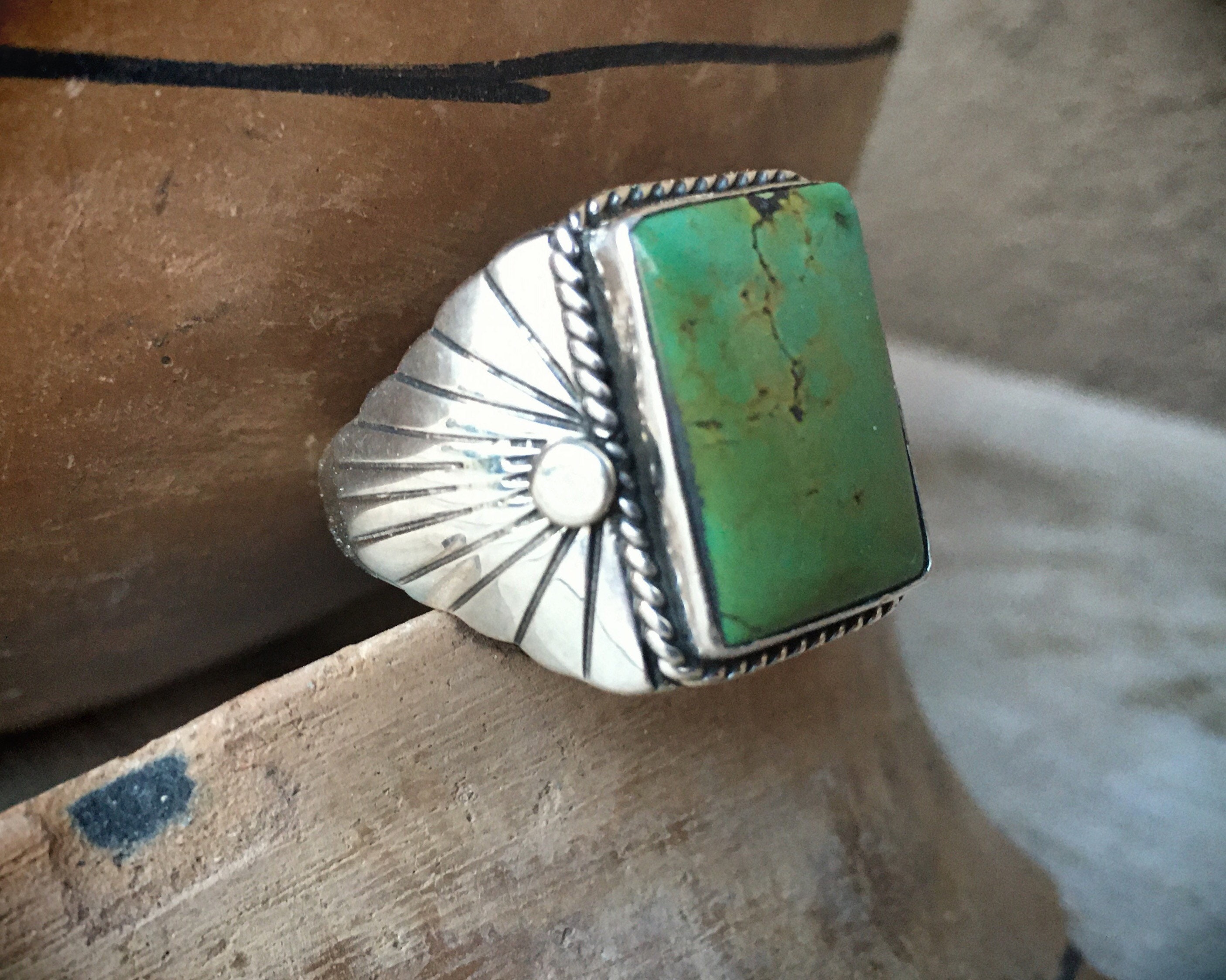 Men's Turquoise Ring Size 12, Navajo Made Native American Indian