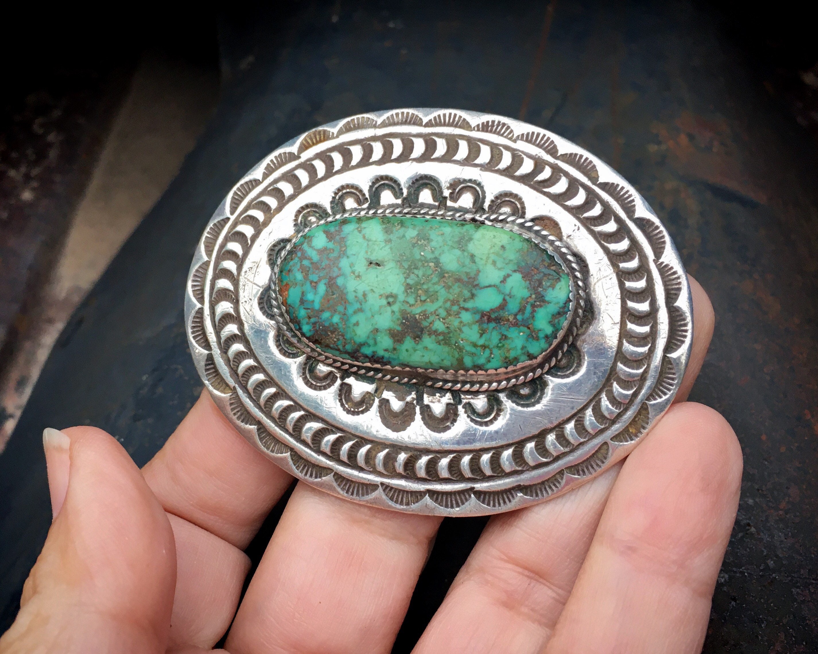 RESERVED for A | Natural Green Turquoise Sterling Silver Concho Belt ...