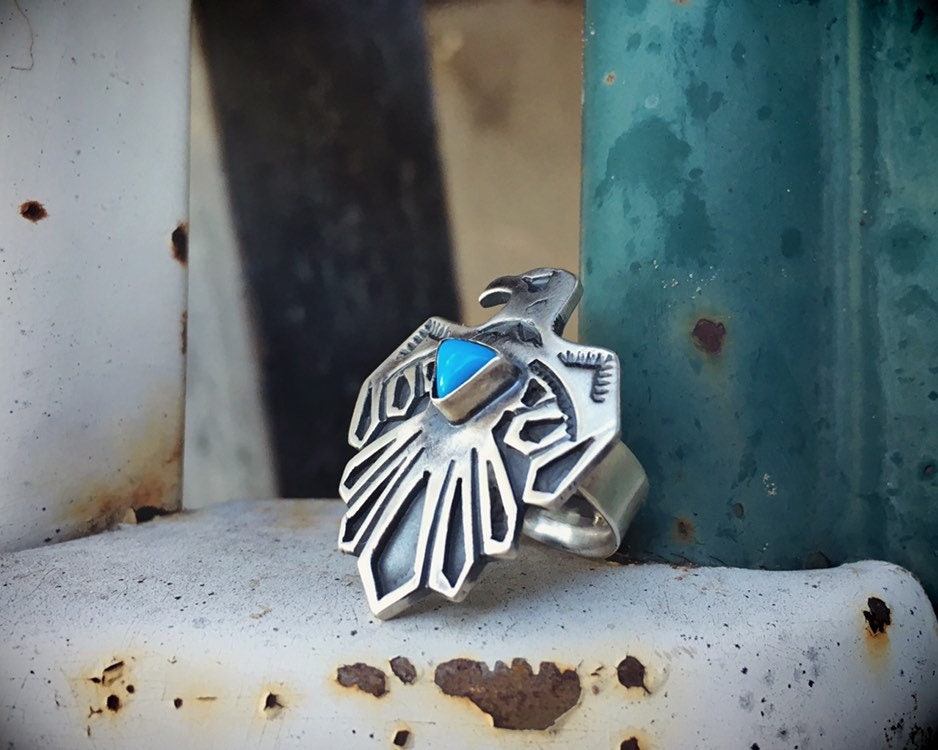 Sterling silver on sale thunderbird ring