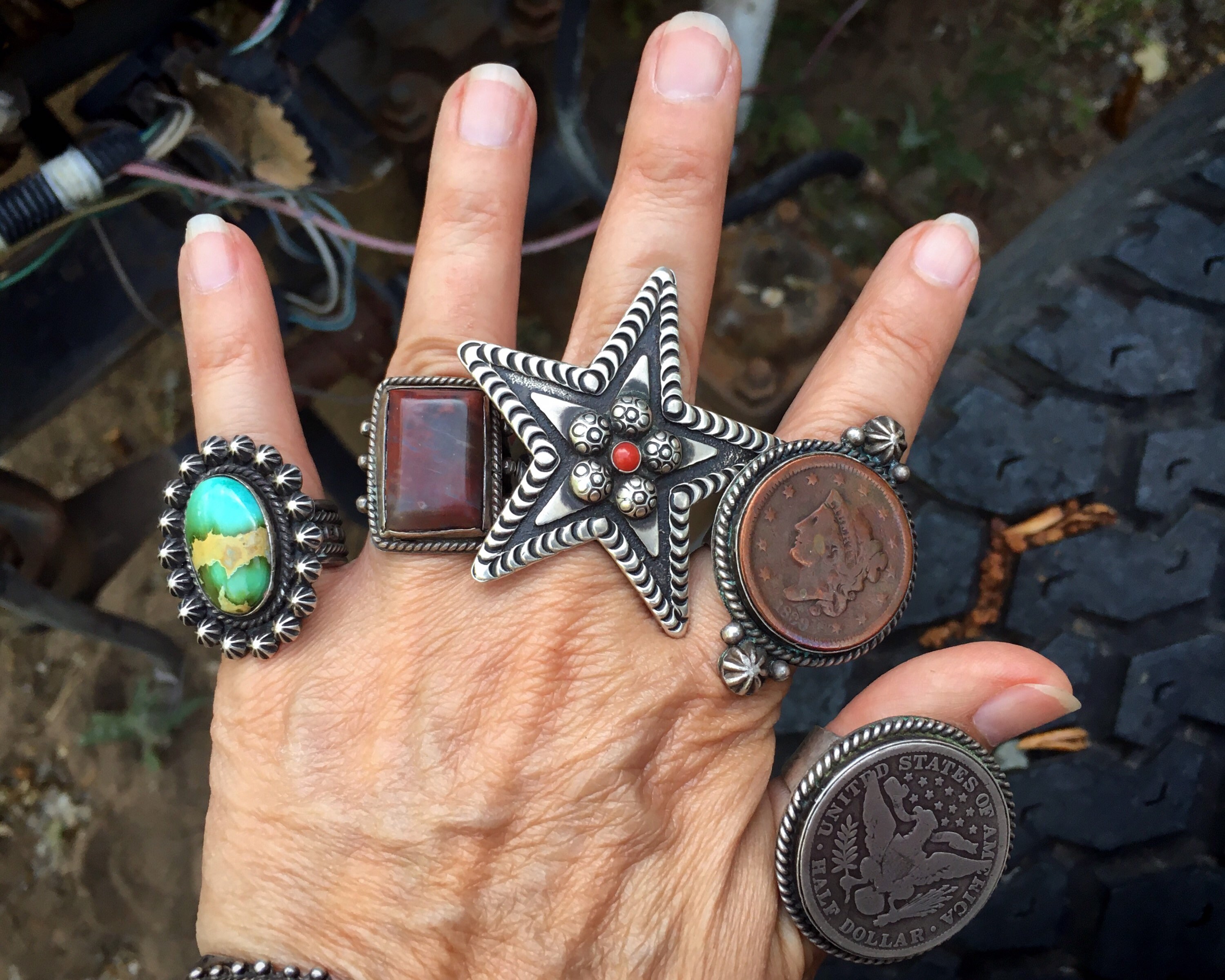 Important Huge Matthew Charley Sterling Silver Star Native American Navajo Ring Important Huge Matthew Charley Sterling Silver Star Native American Navajo Ring