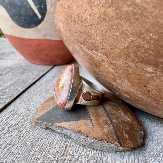 Simple Sterling Silver Agate Ring Approx Size 8, … - image 15