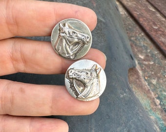 Vintage Sterling Silver Cuff Links with Horse Design Marked 925, Estate Jewelry Gift for Men