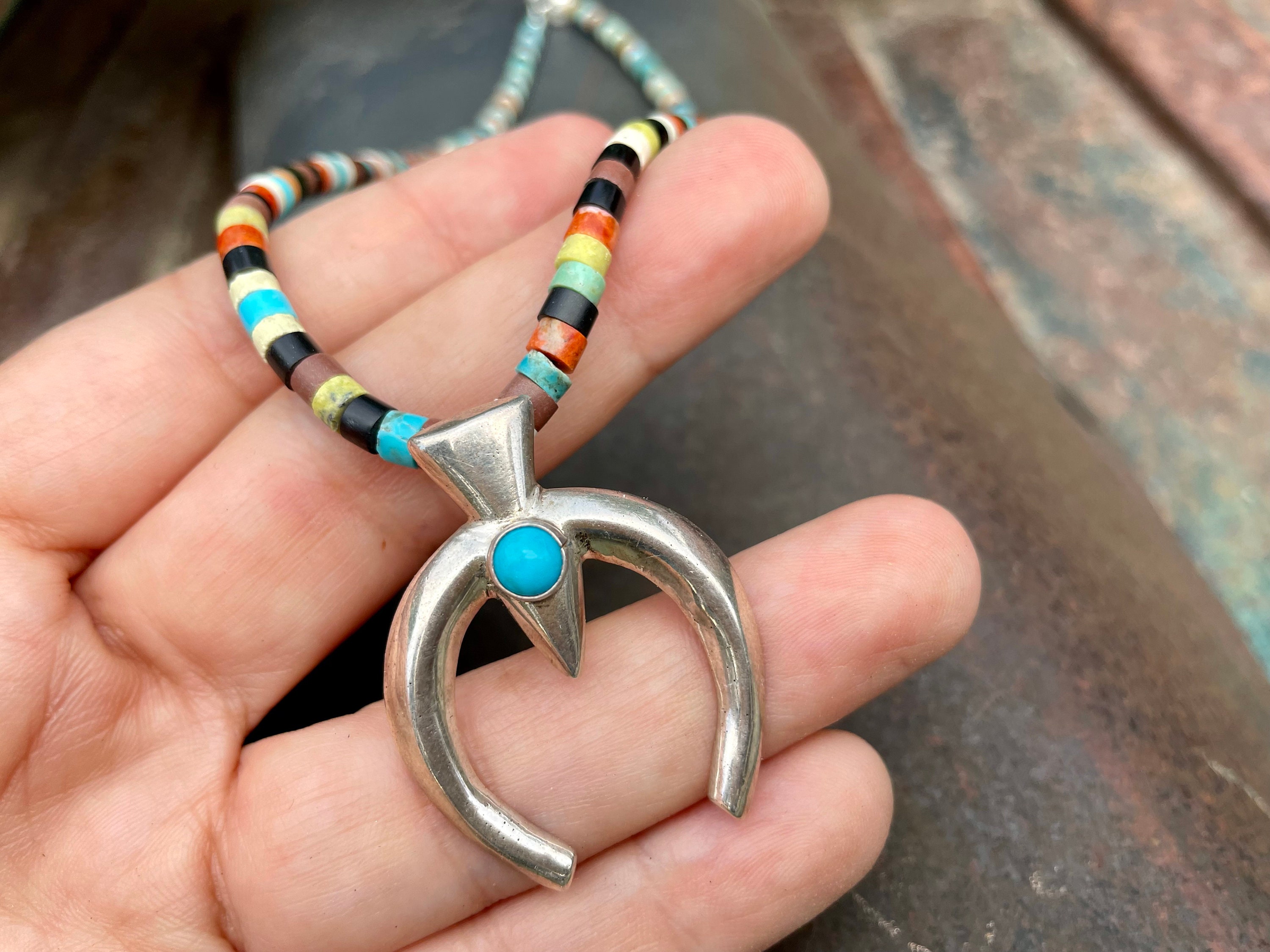 Native American Stunning Santo Domingo Coriz Turquoise Sterling Silver Pendant Native American Stunning Santo Domingo Coriz Turquoise Sterling Silver Pendant