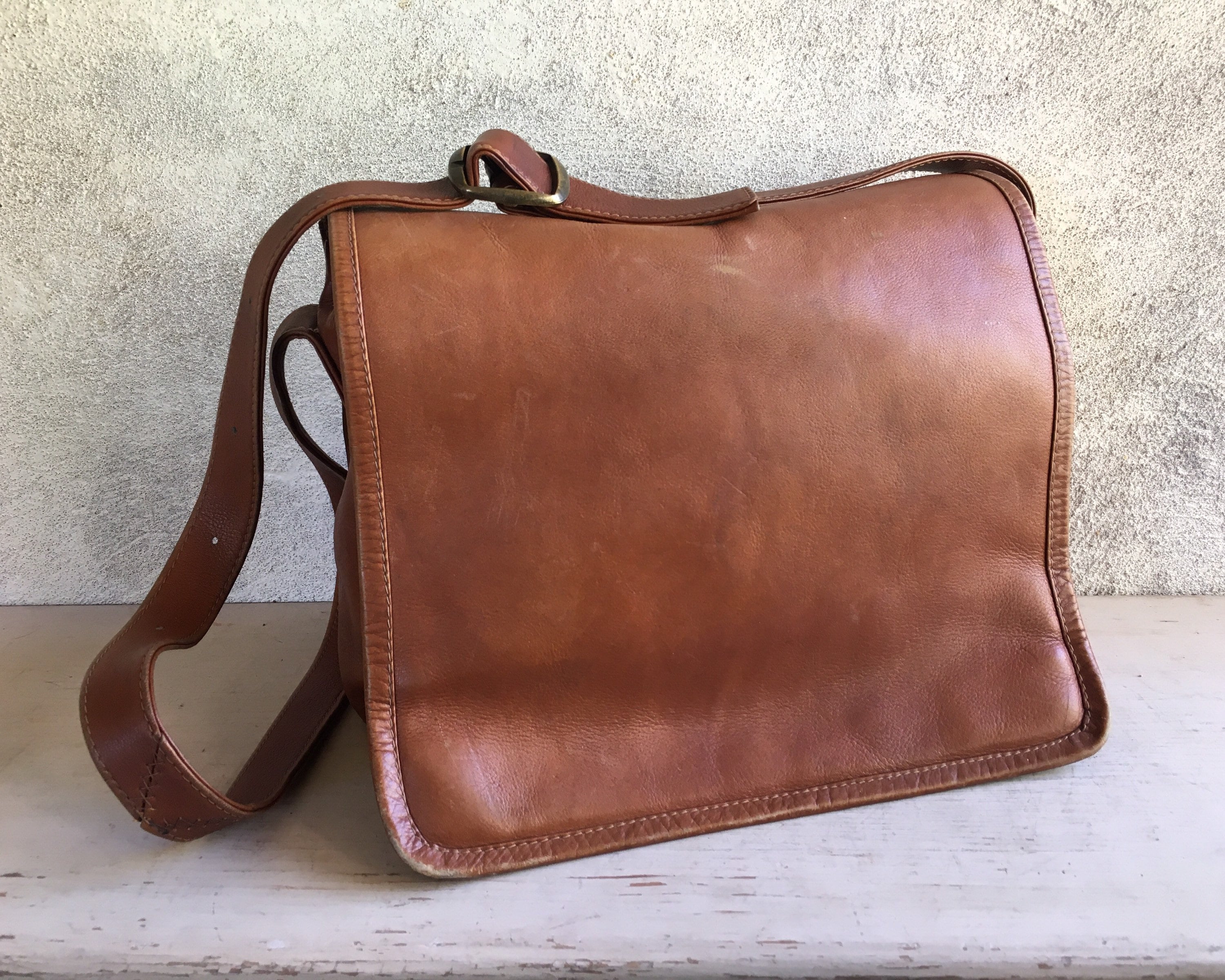 Vintage Soft Brown Leather Shoulder Bag from Colombia, Boho Hippie ...