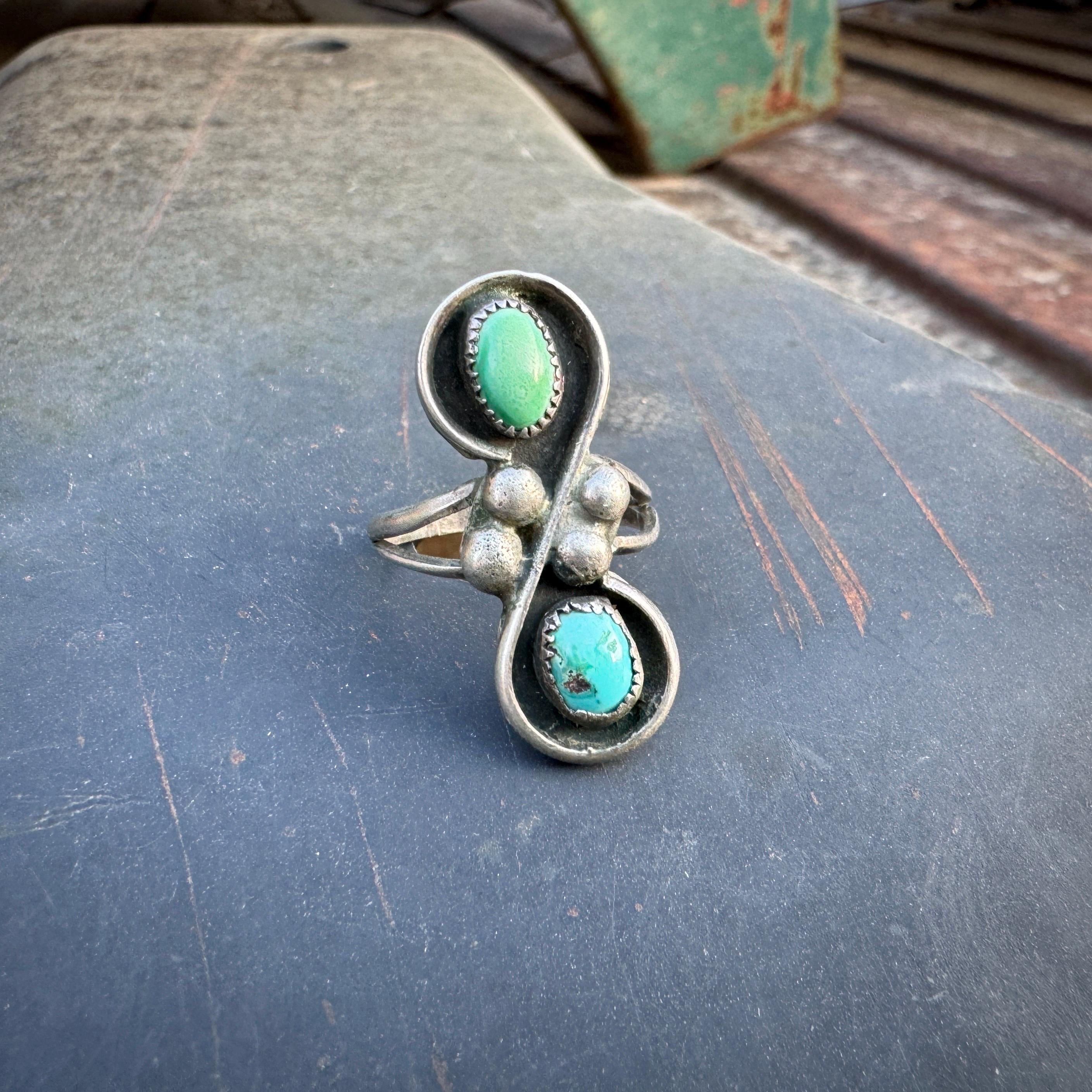 Dainty Vintage Turquoise Ring Boho Jewelry, Fred Harvey Era Dainty Vintage Turquoise Ring Boho Jewelry, Fred Harvey Era