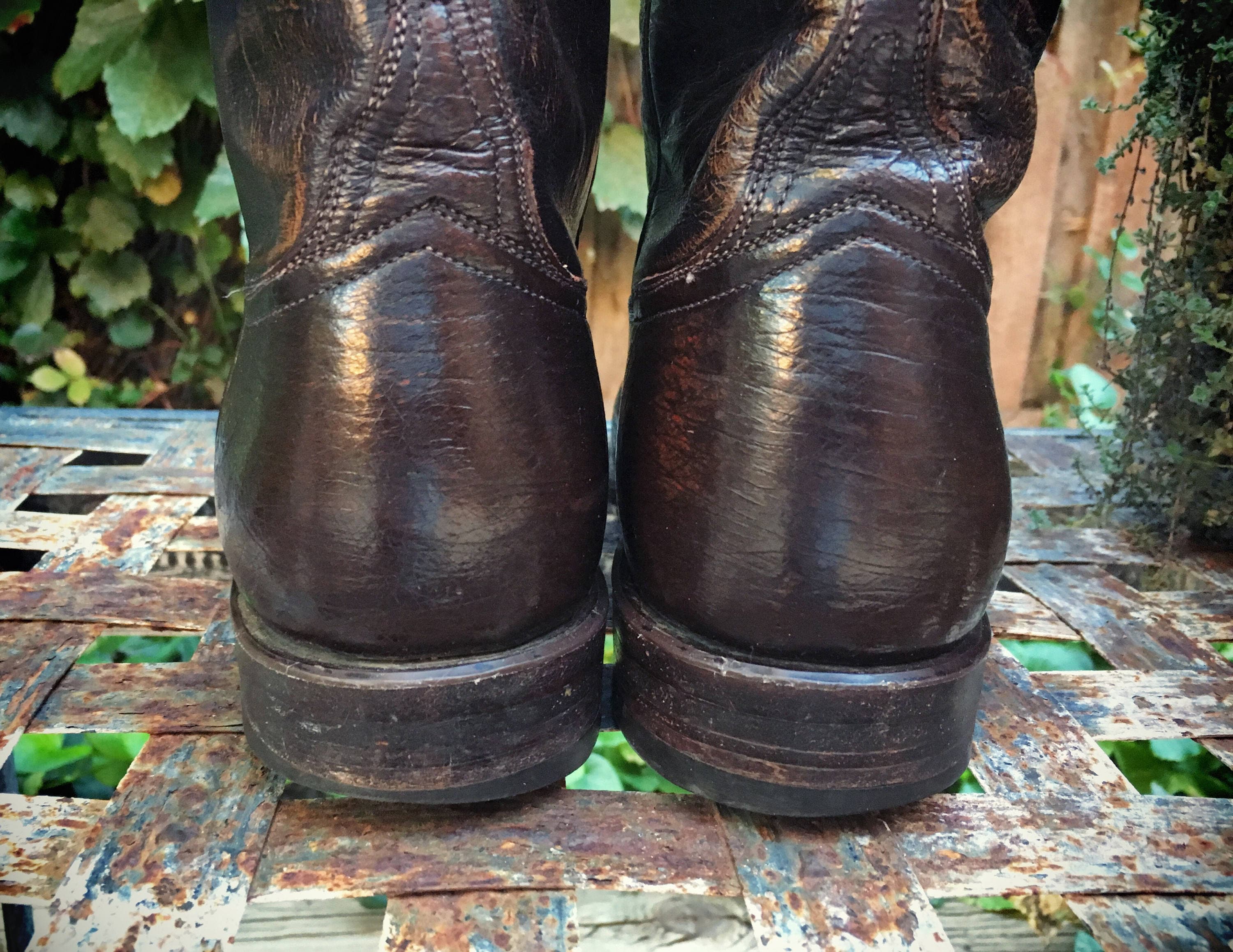 Bottes Cowboy Lucchese Vintage - Cuir Marron - Taille Homme 8 - État Occasion
