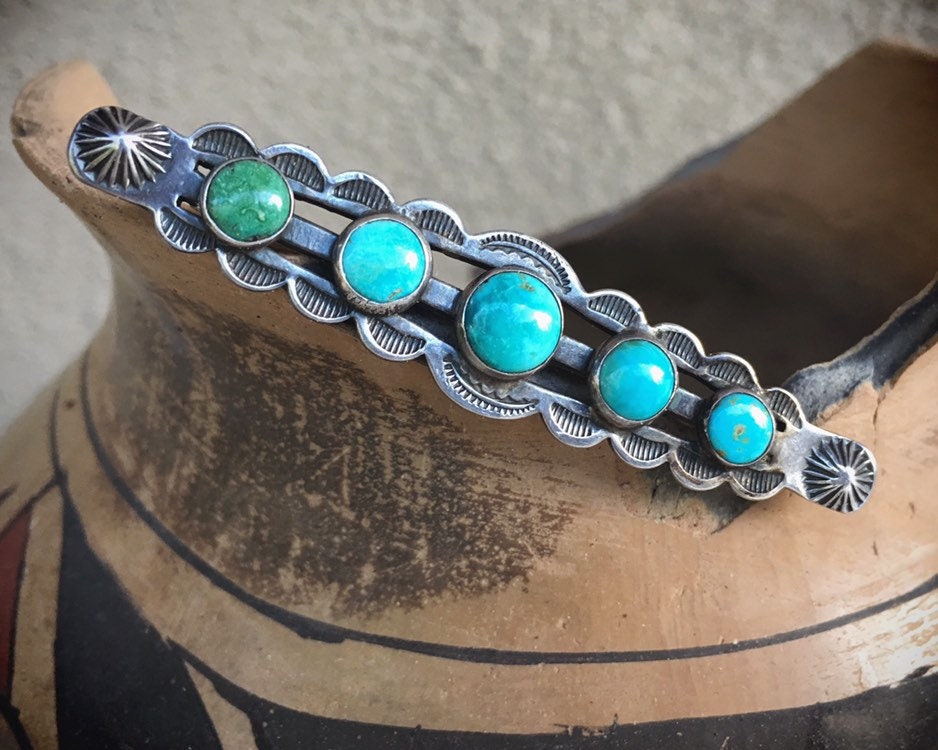 Fred Harvey Era Vintage Turquoise Brooch Pin for Woman, Native