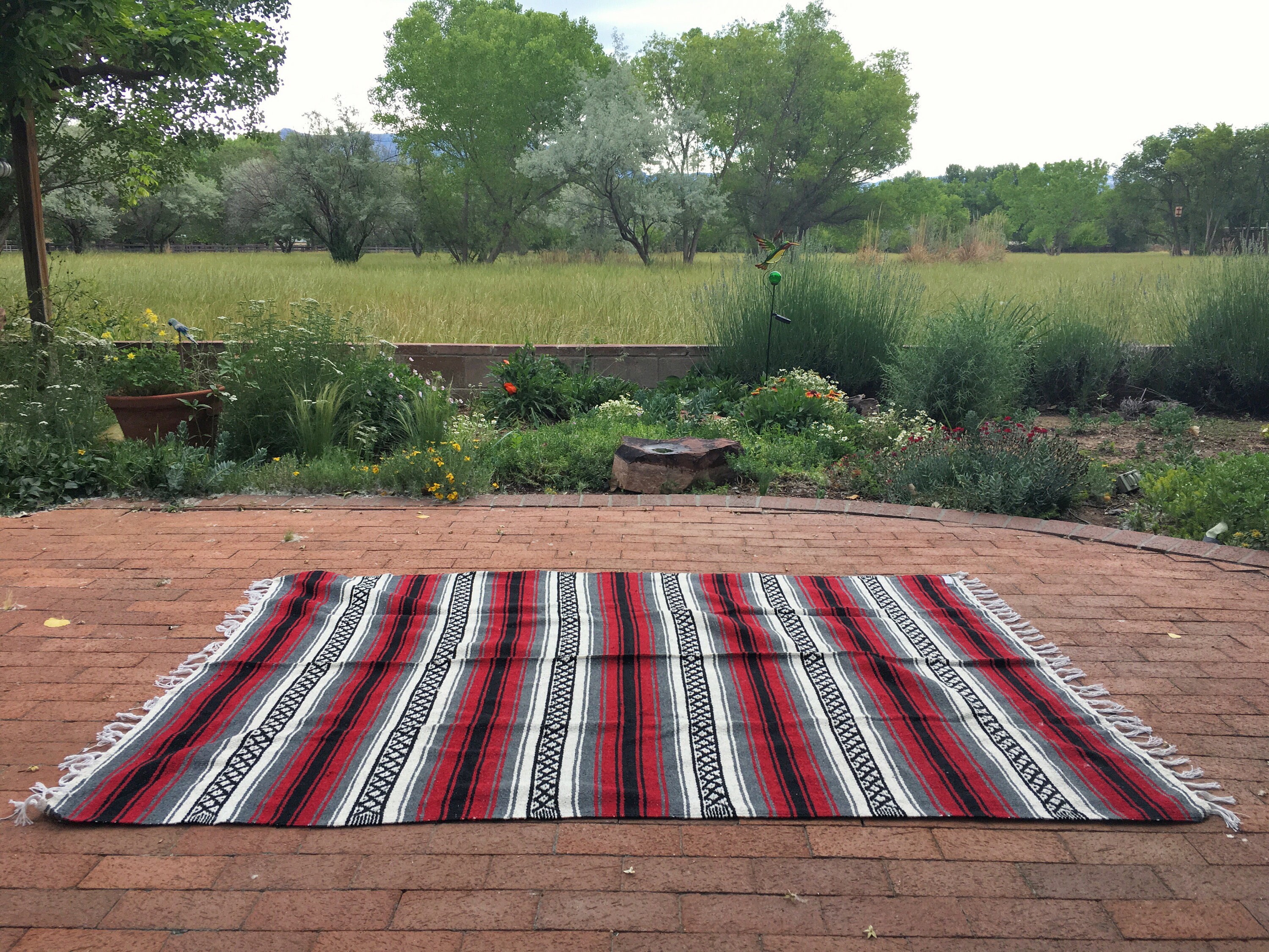 Vintage woven Mexican blanket, bohemian decor, hippie decor, yoga