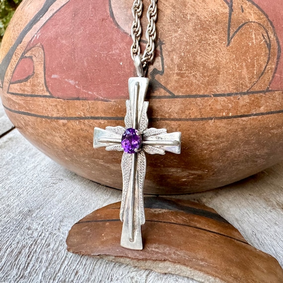Fritson Toledo Vintage Native American Navajo Amethyst Sterling Silver Necklace Fritson Toledo Vintage Native American Navajo Amethyst Sterling Silver Necklace