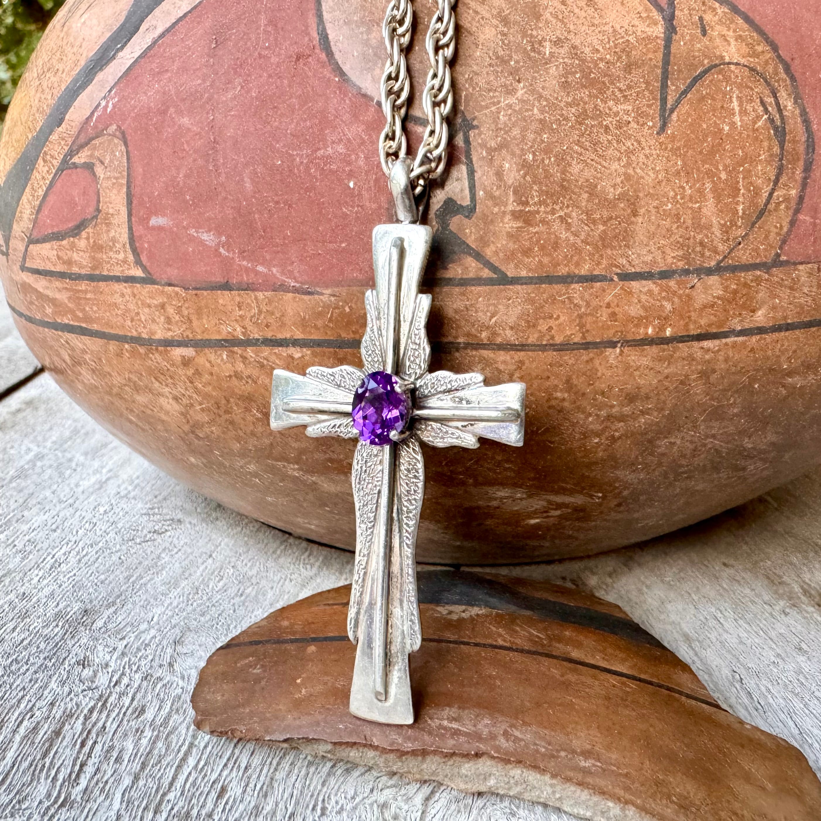 Fritson Toledo Vintage Native American Navajo Amethyst Sterling Silver Necklace Fritson Toledo Vintage Native American Navajo Amethyst Sterling Silver Necklace