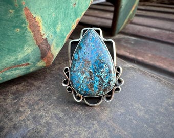 Sterling Silver Shattuckite Ring Size 6 by Navajo Me'Dru Nelson