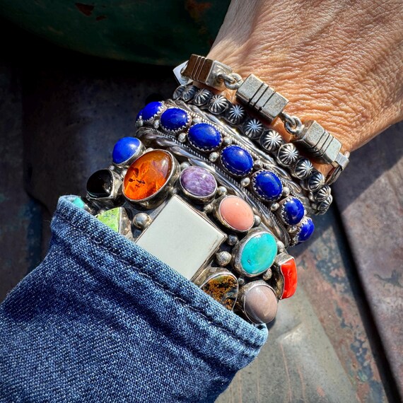 Solid Sterling Silver Rectangle Prism Beaded Link… - image 7