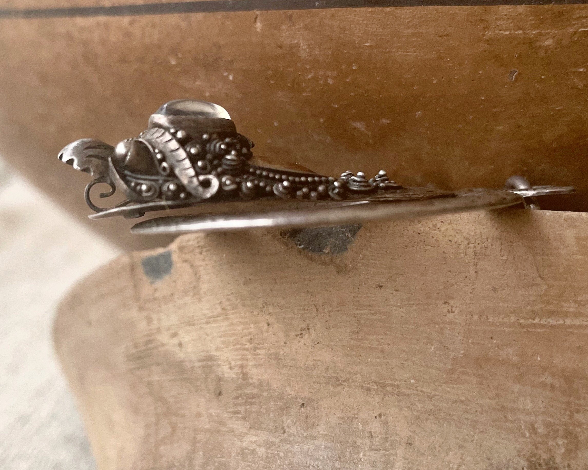 Vintage Sterling Silver Garuda Naga Pendant with Moonstone Vintage Sterling Silver Garuda Naga Pendant with Moonstone