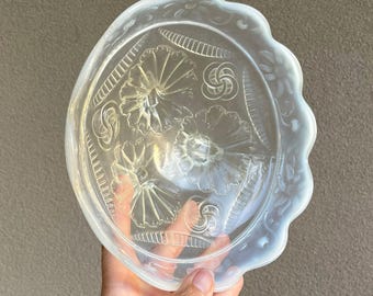 Antique Northwood Carnival Glass Bowl Ruffles Rings Pattern, Milky Opalescent EAPG Early American