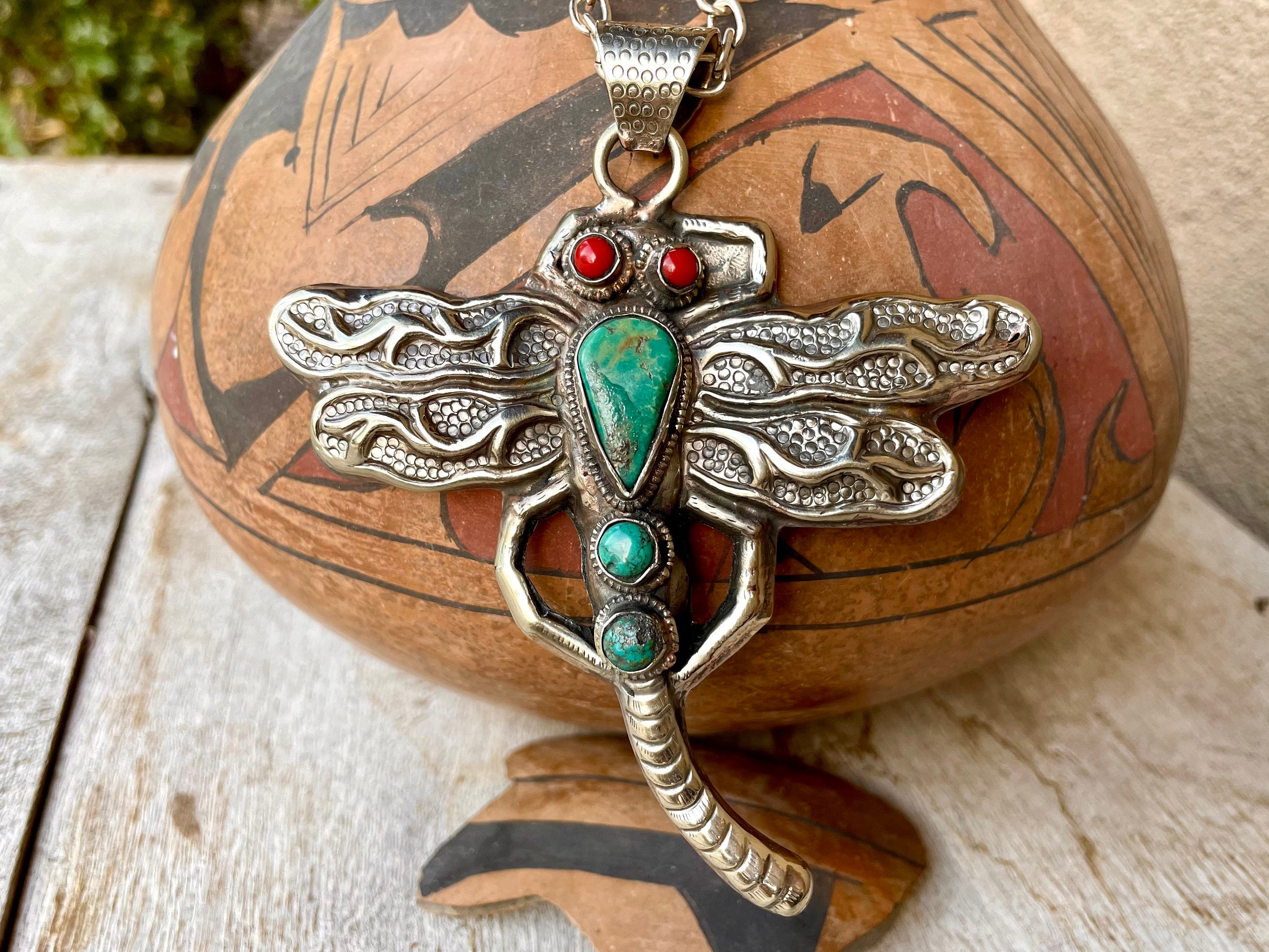 Turquoise dragonfly sale pendant