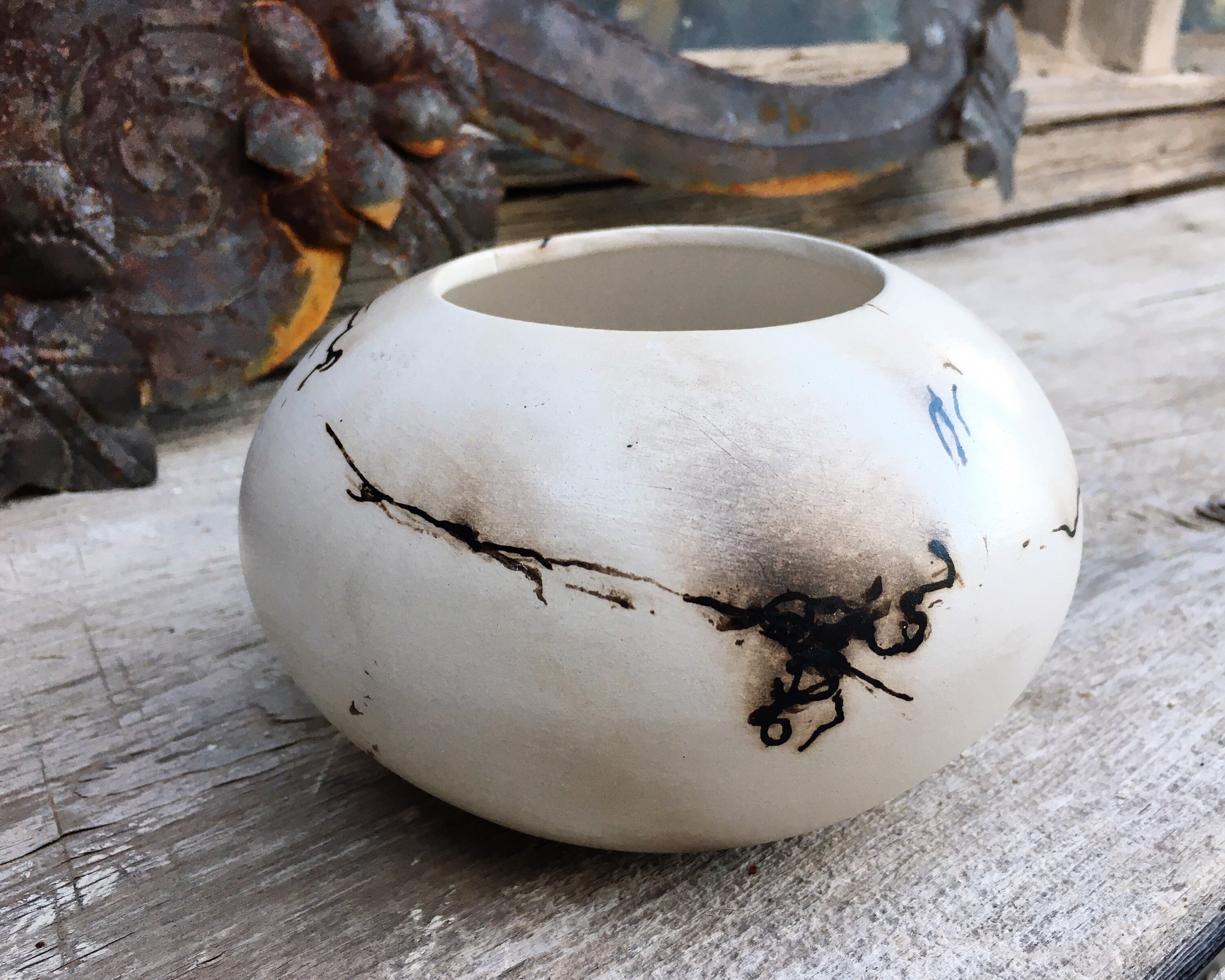 Small Horse Hair Pottery Olla or Pot, Native American Indian Style