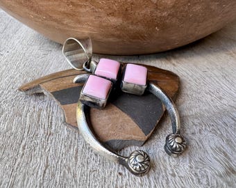 Chimney Butte Sterling Silver Pink Conch Naja Pendant, 1.5" x 2" Not Incl Bale, No Chain