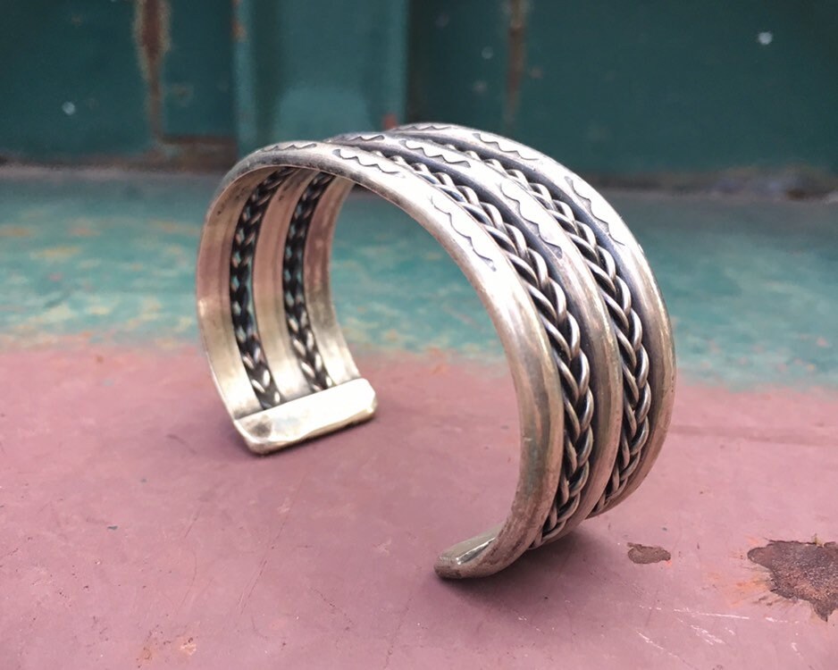 Vintage Sterling Silver Cuff Bracelet Native America Indian Jewelry ...