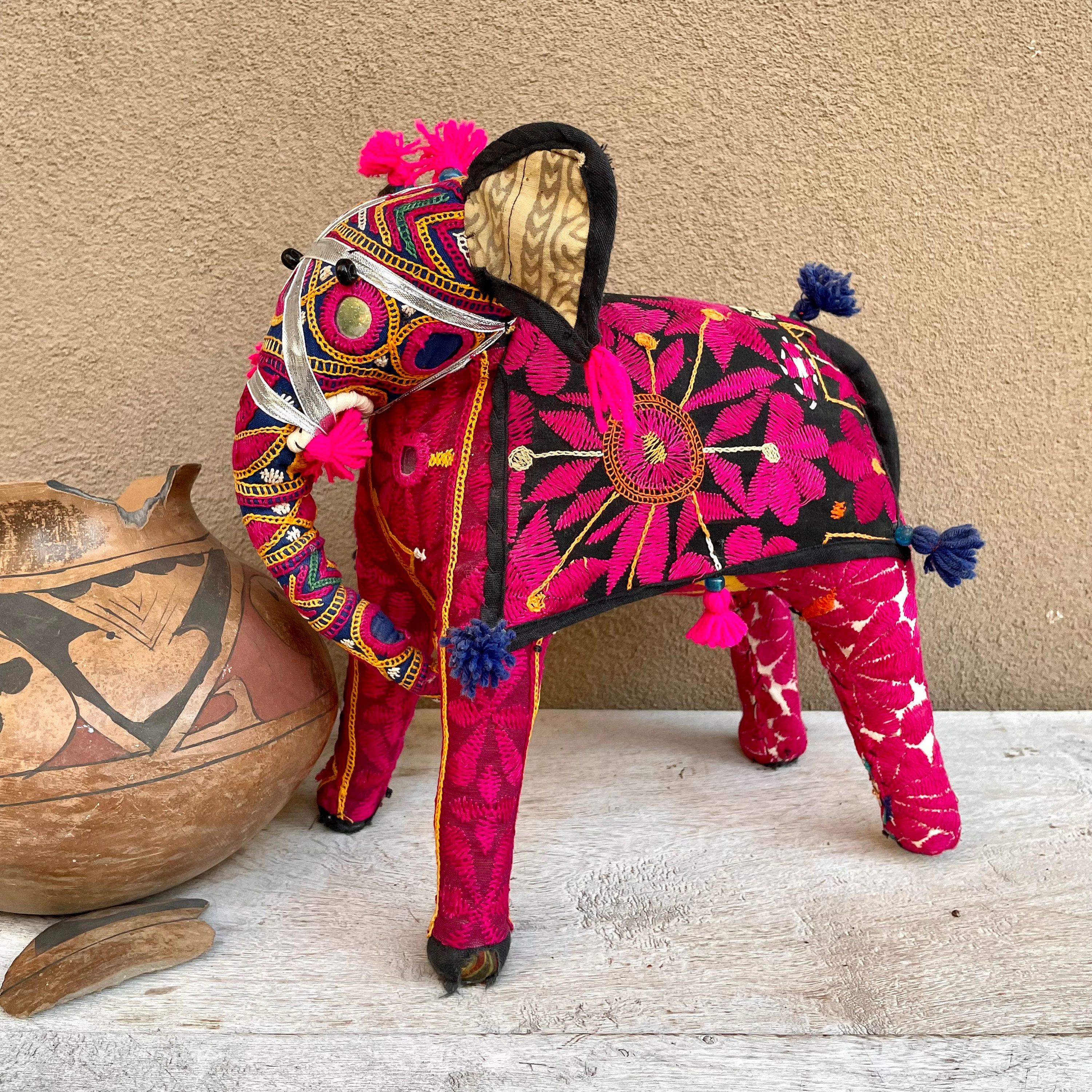 Vintage Elephant Textile Box From Rajasthan Vintage Elephant Textile Box From Rajasthan