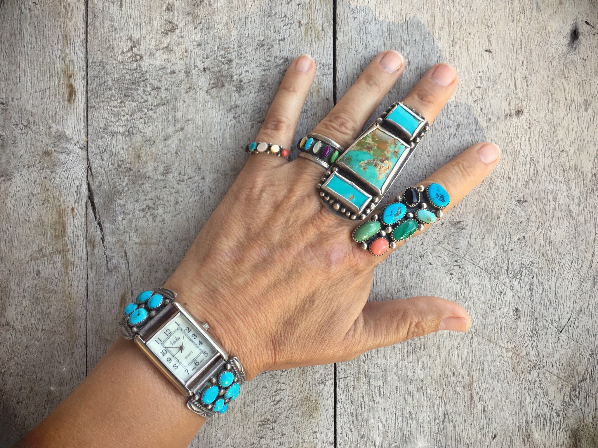 Vintage Turquoise Watch Tips for Women or Men Navajo Jewelry Native American Indian Watch Band