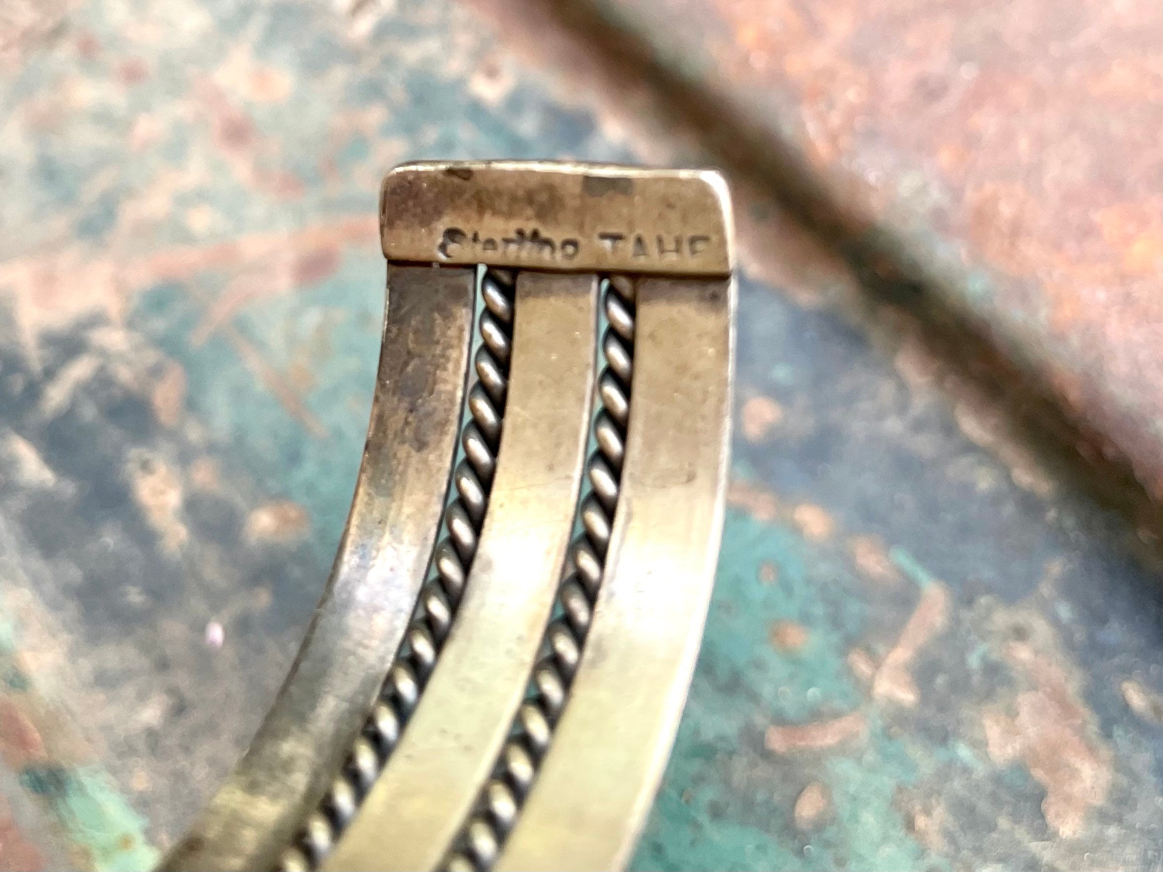 33g Vintage Half Round Sterling Silver Cuff Bracelet by