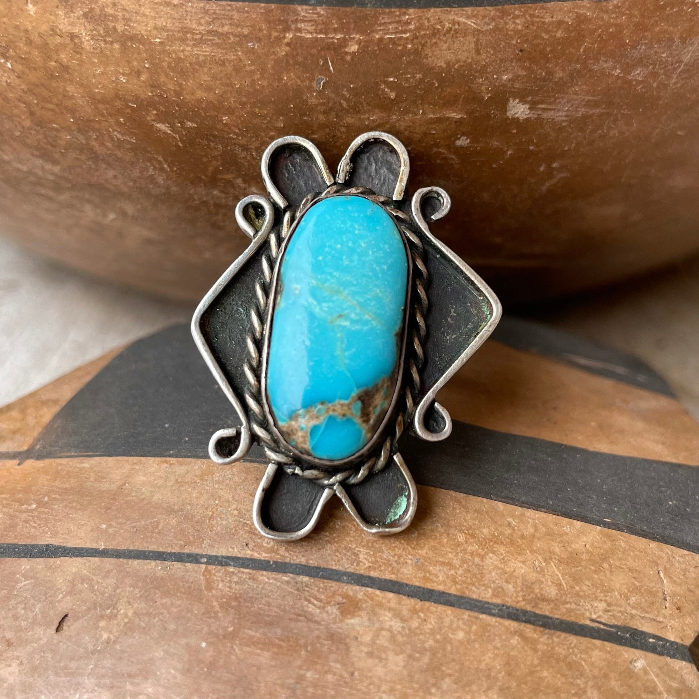 Traditional Navajo Turquoise Ring Size 3, Vintage Native American