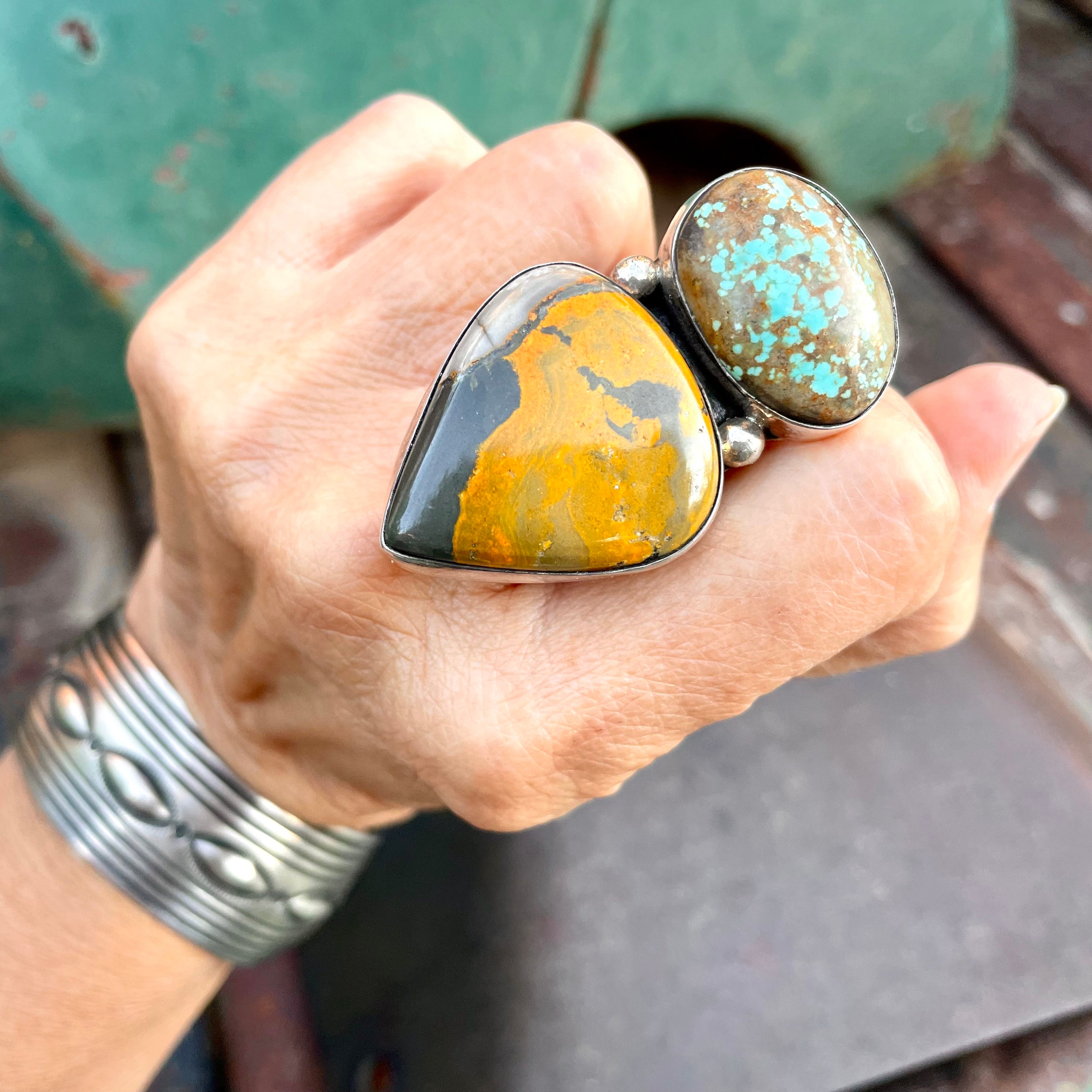 Massive San Felipe Bumble Bee Jasper Sterling Silver Bracelet Massive San Felipe Bumble Bee Jasper Sterling Silver Bracelet