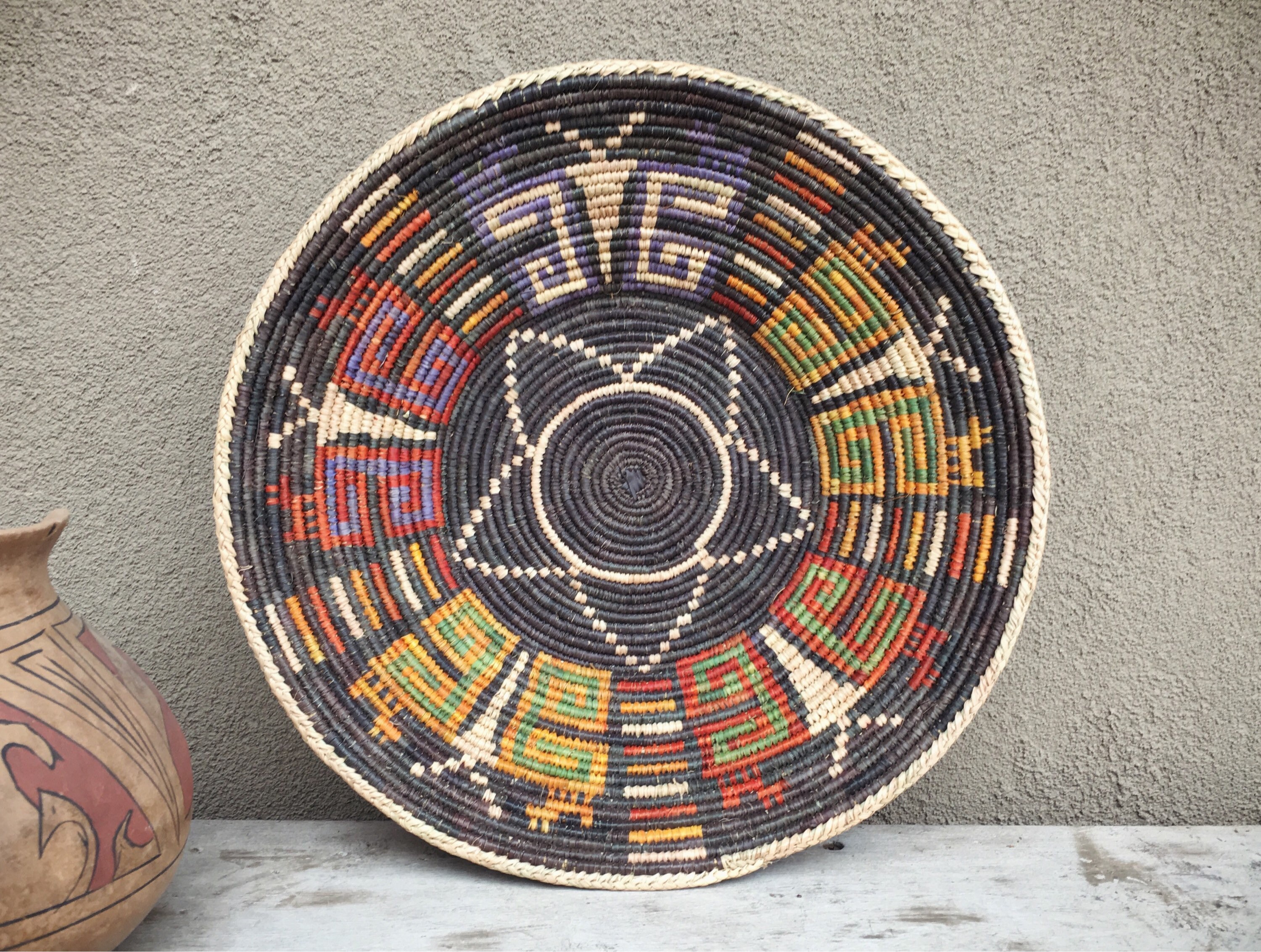 Shallow Woven Basket Southwestern Decor Native Style