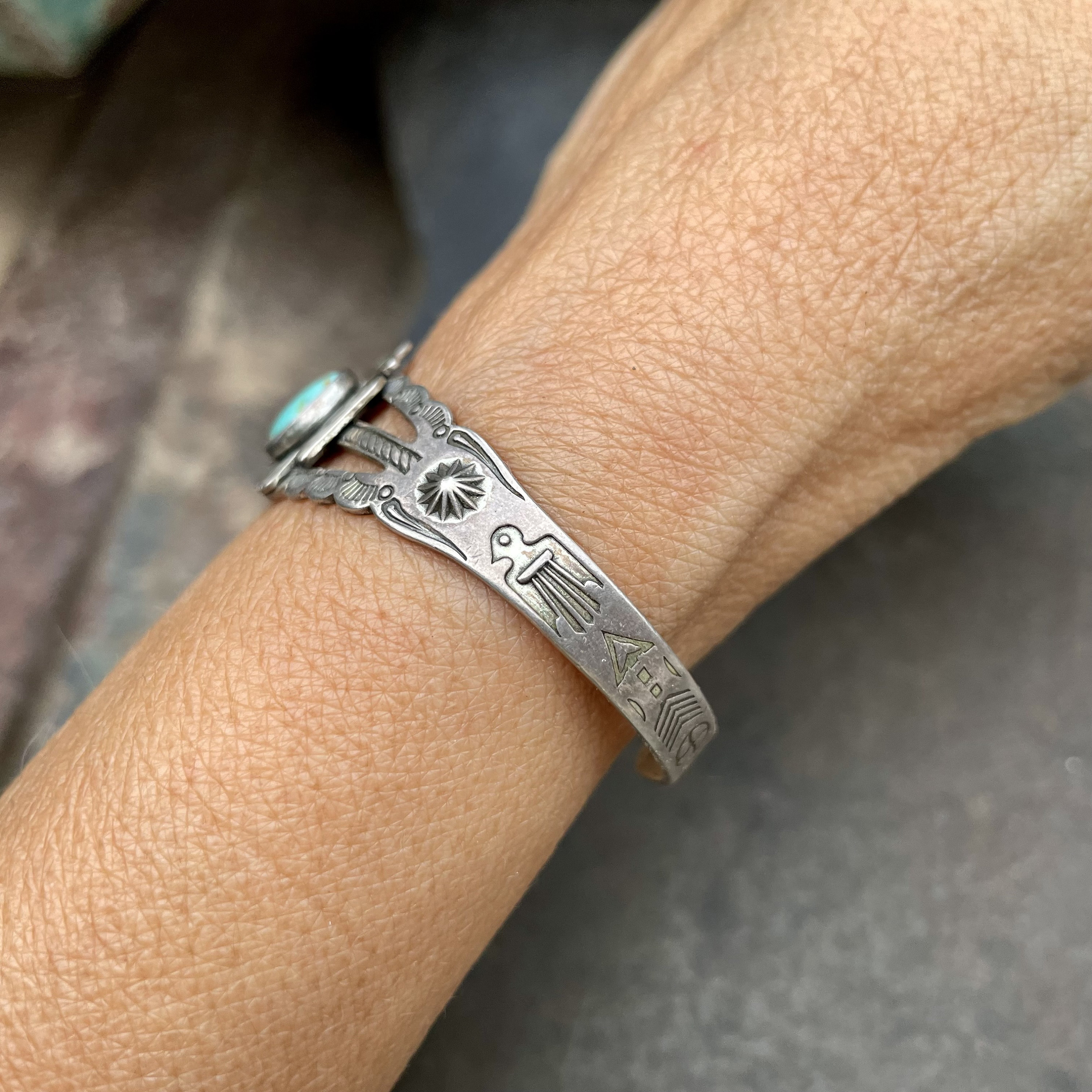 Dainty Fred Harvey Era Thunderbird Cuff Bracelet by Pacific