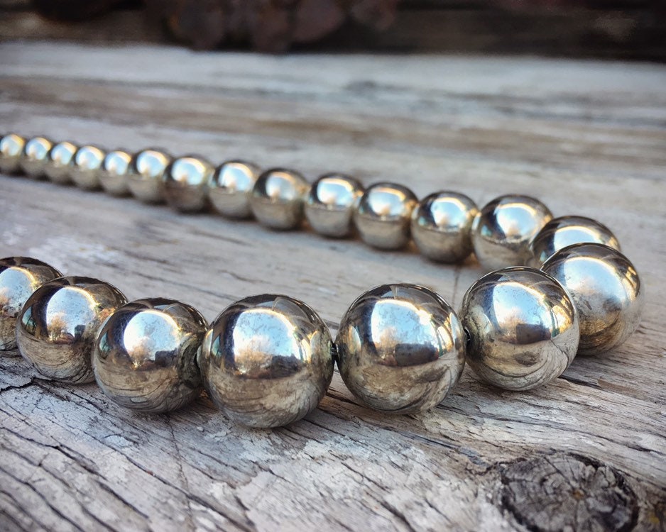 Vintage Sterling Bead Necklace Silver Pearls