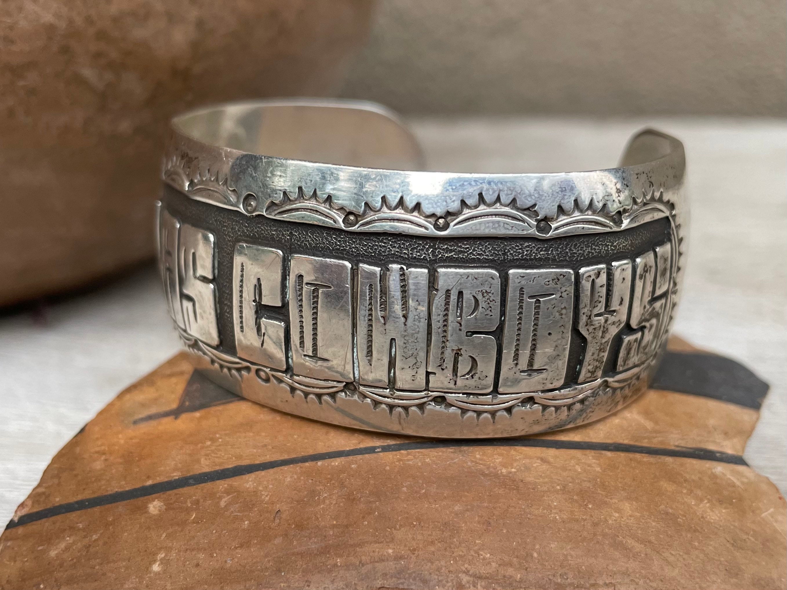 Native American Cowboys Football Vintage Navajo Sterling Silver Bracelet Cuff Native American Cowboys Football Vintage Navajo Sterling Silver Bracelet Cuff