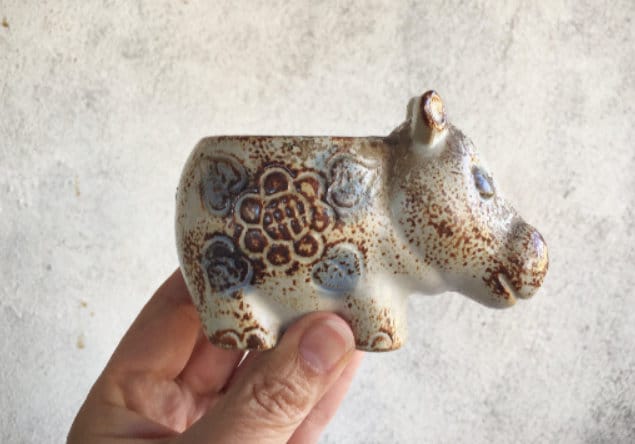 Pottery Hippos Midcentury Decor, Adorable Hippo Gifts for Hippo Lovers