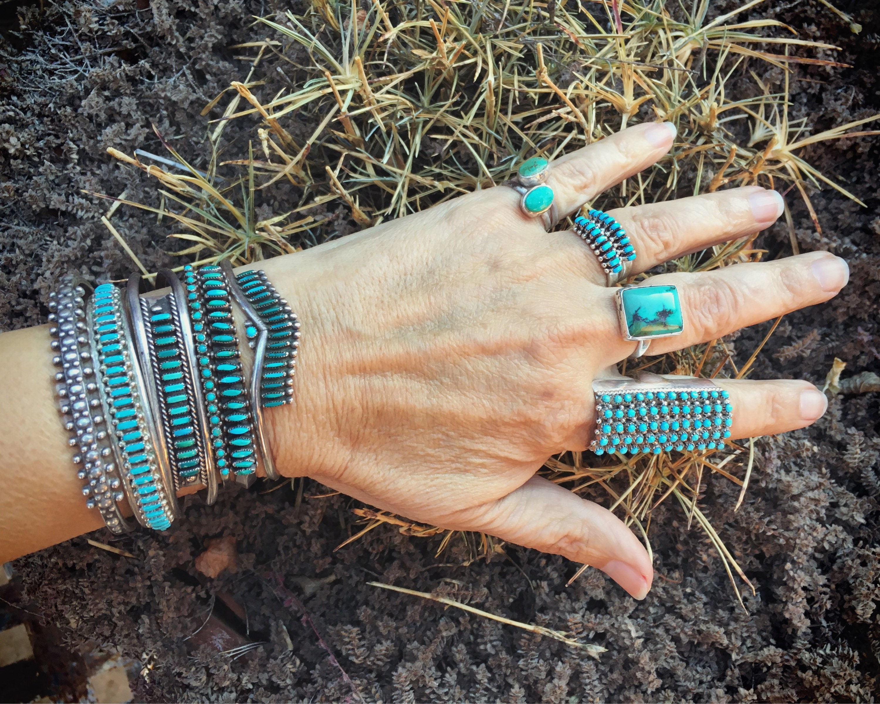 Sold at Auction: OLD PAWN NAVAJO STERLING SILVER TURQUOISE BRACELET