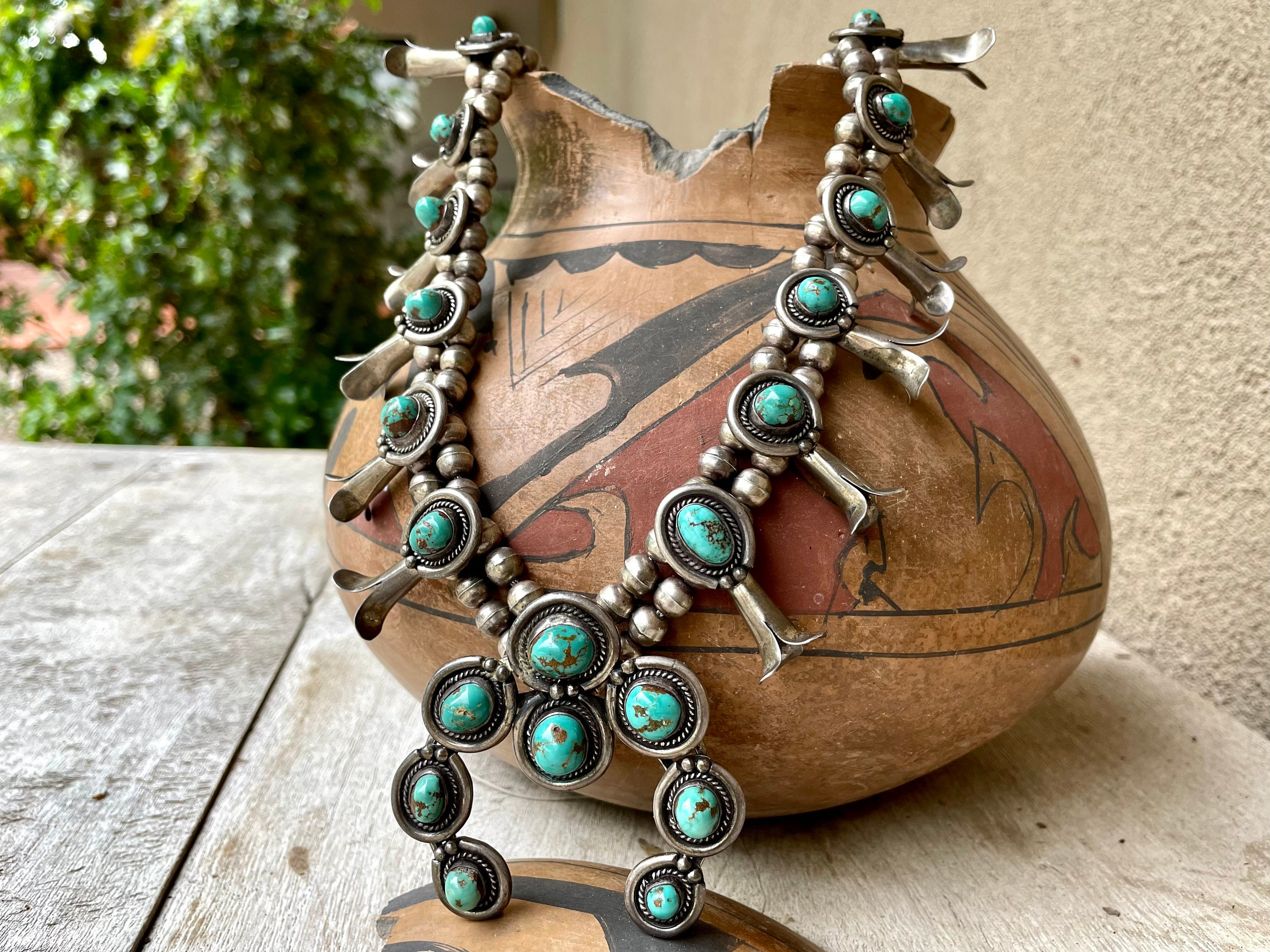 Vintage navajo on sale squash blossom necklace