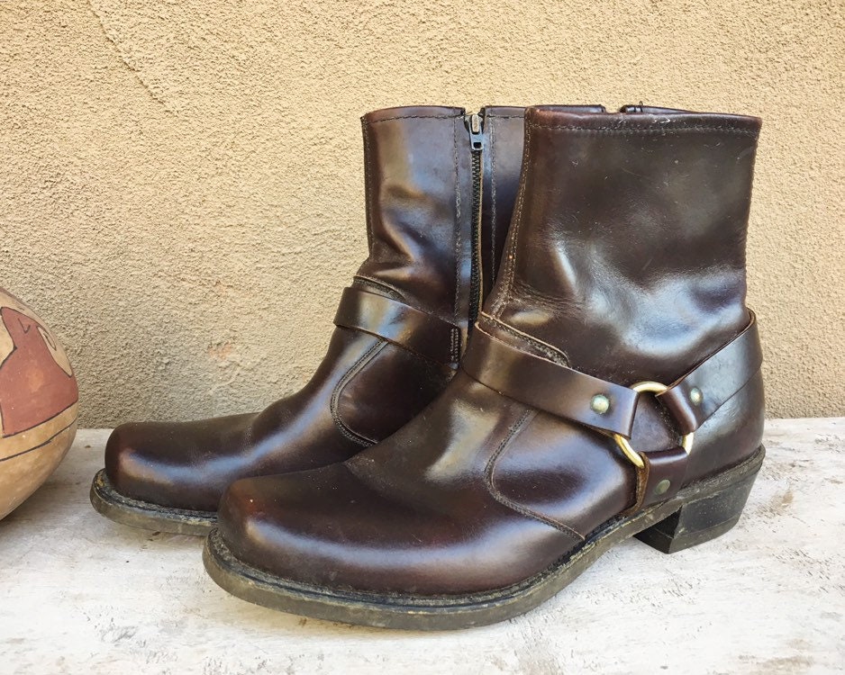 Vintage Men S Or Women S Short Boot Brown Leather 1980s