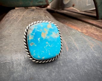 Navajo Donavan Skeets Sterling Silver Blue Turquoise Ring Size 7.5 (Slightly ADJ)