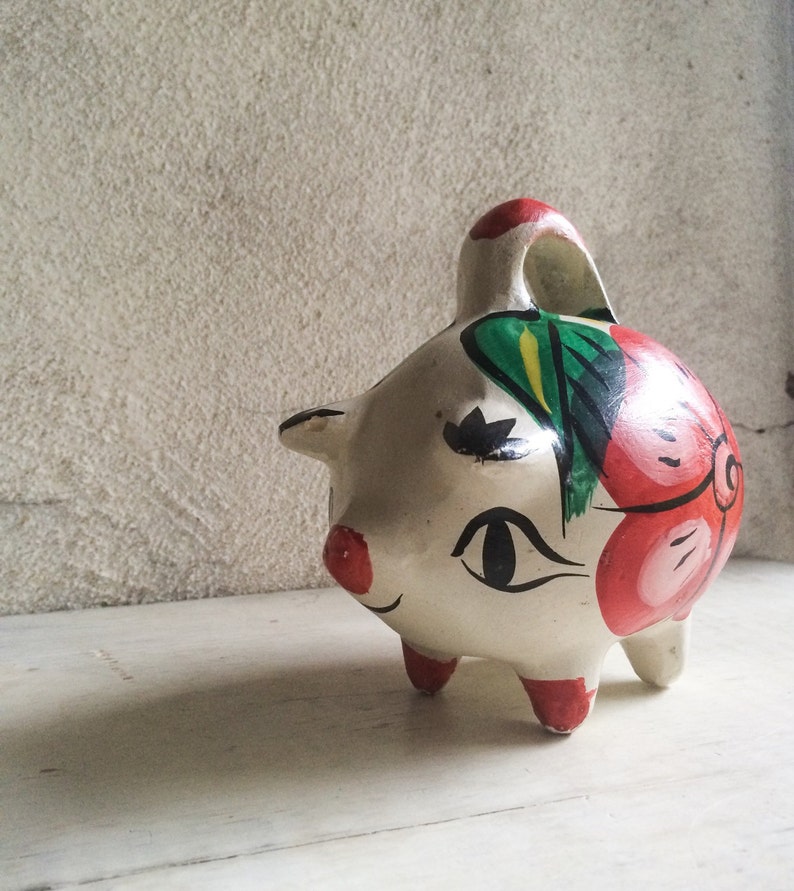 Vintage Mexican souvenir piggy bank / clay pig pottery / Etsy