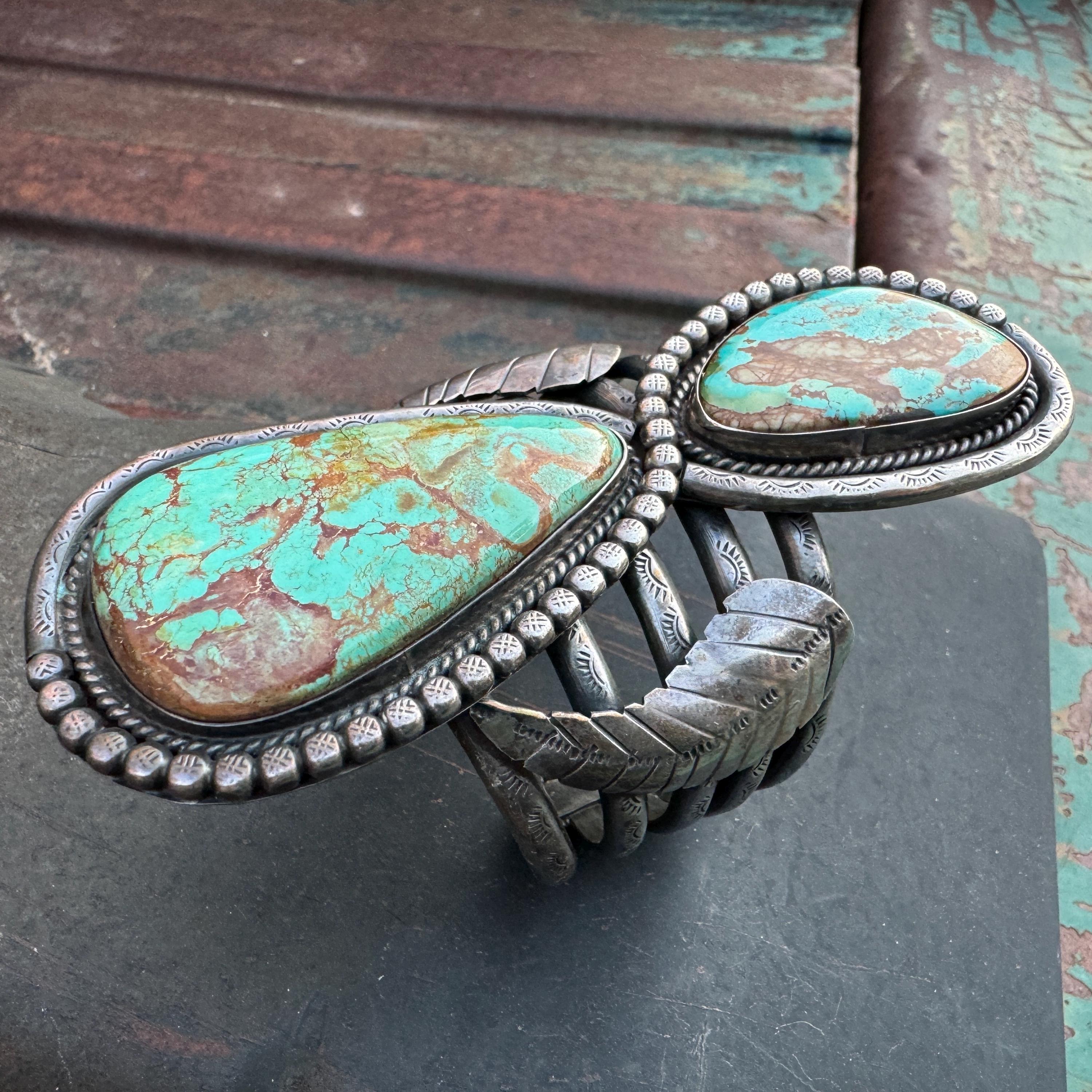 Huge Vintage Navajo 'Protection Flank' Native American Jewelry Silver Bracelet Huge Vintage Navajo 'Protection Flank' Native American Jewelry Silver Bracelet