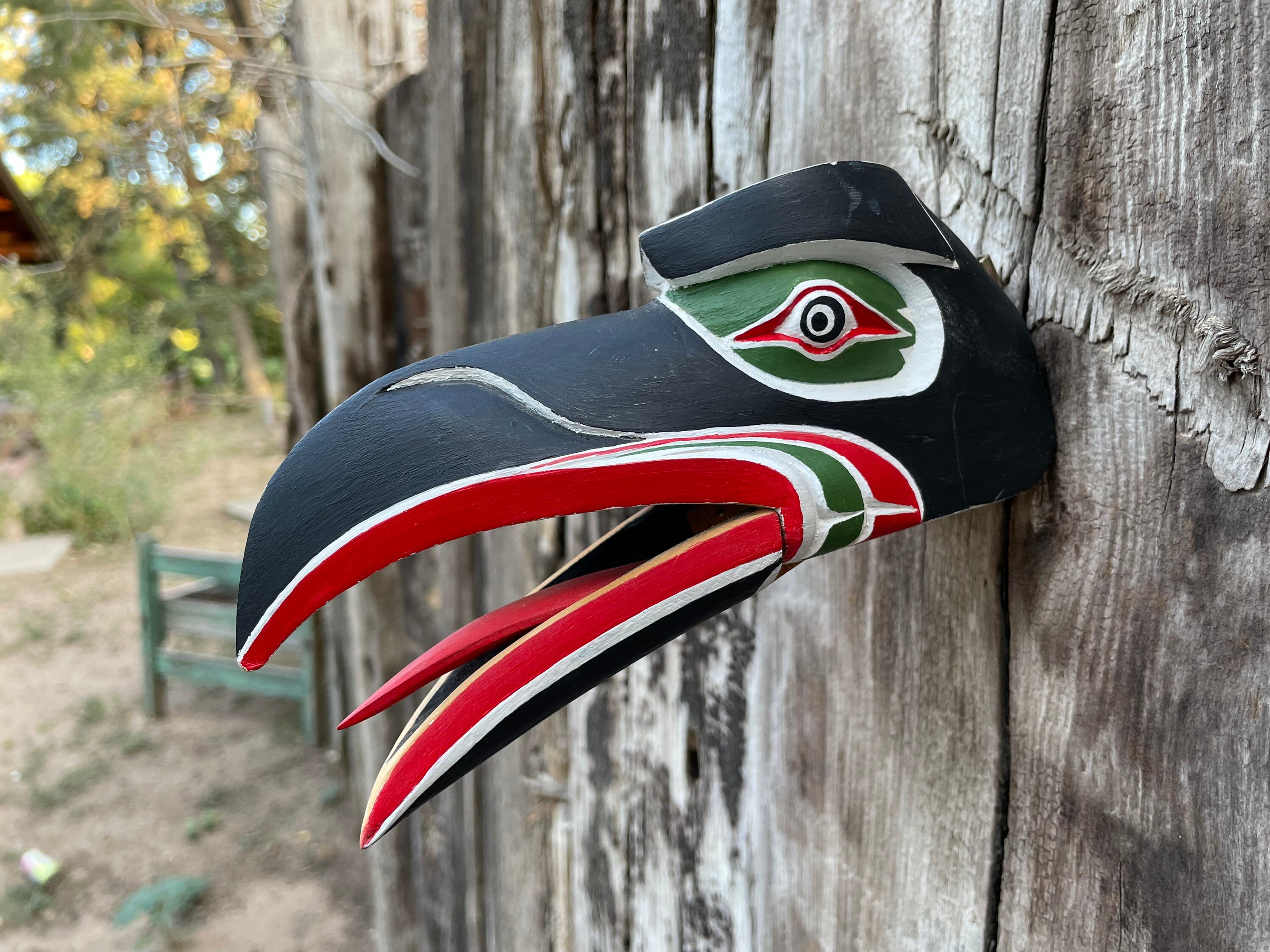 Handmade Raven Raku Wall Art – Small, Signed, Multicolor Pottery