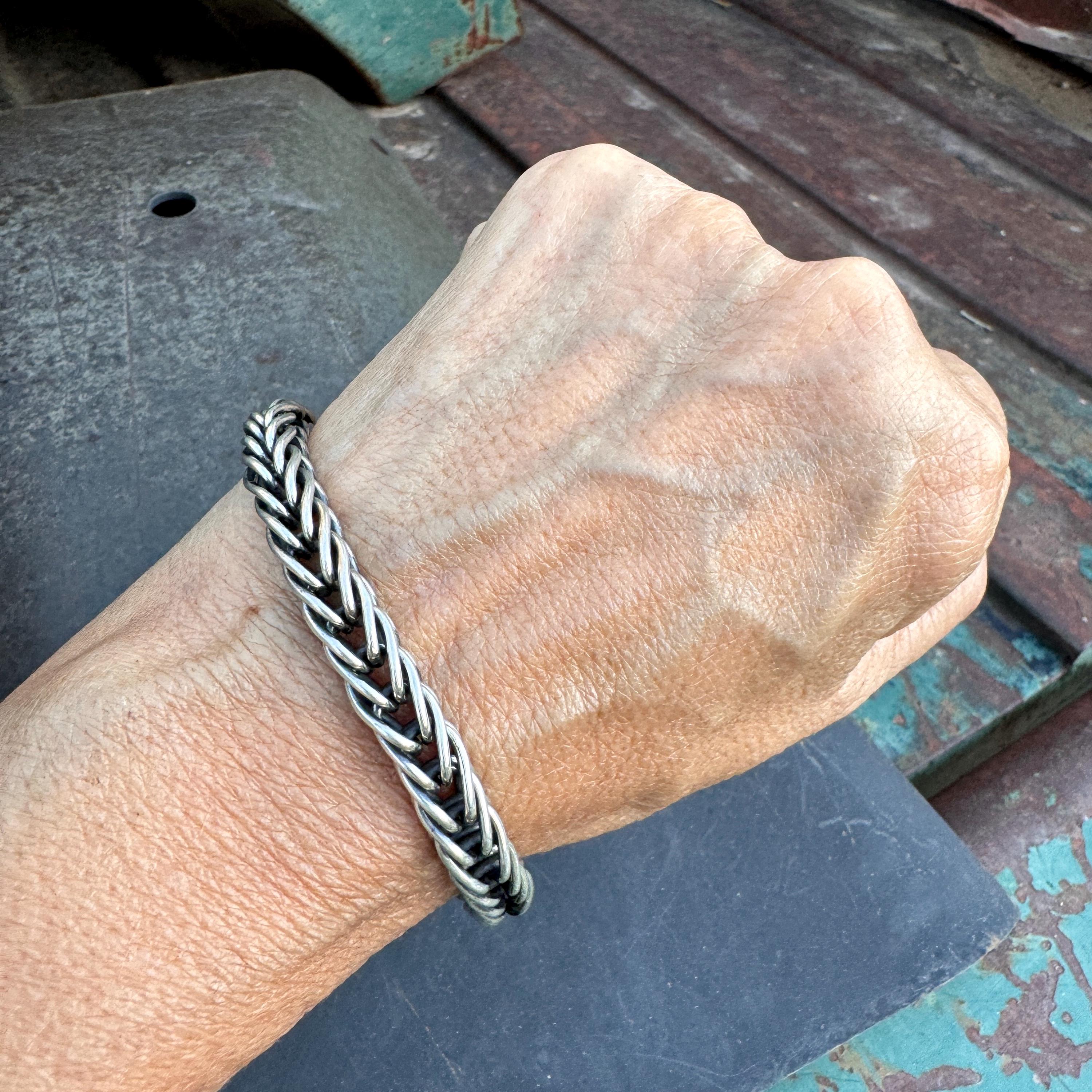 Navajo Steven Arviso Sterling Silver Link Bracelet 8, Native Navajo Steven Arviso Sterling Silver Link Bracelet 8, Native