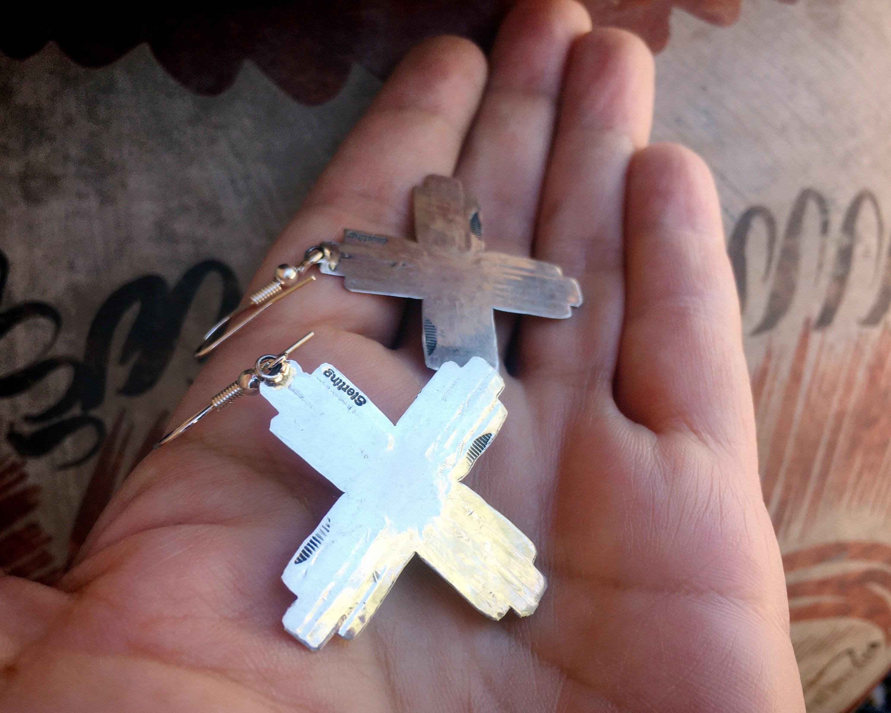 Navajo Earrings for Women Sterling Silver Coral Zia Cross ...