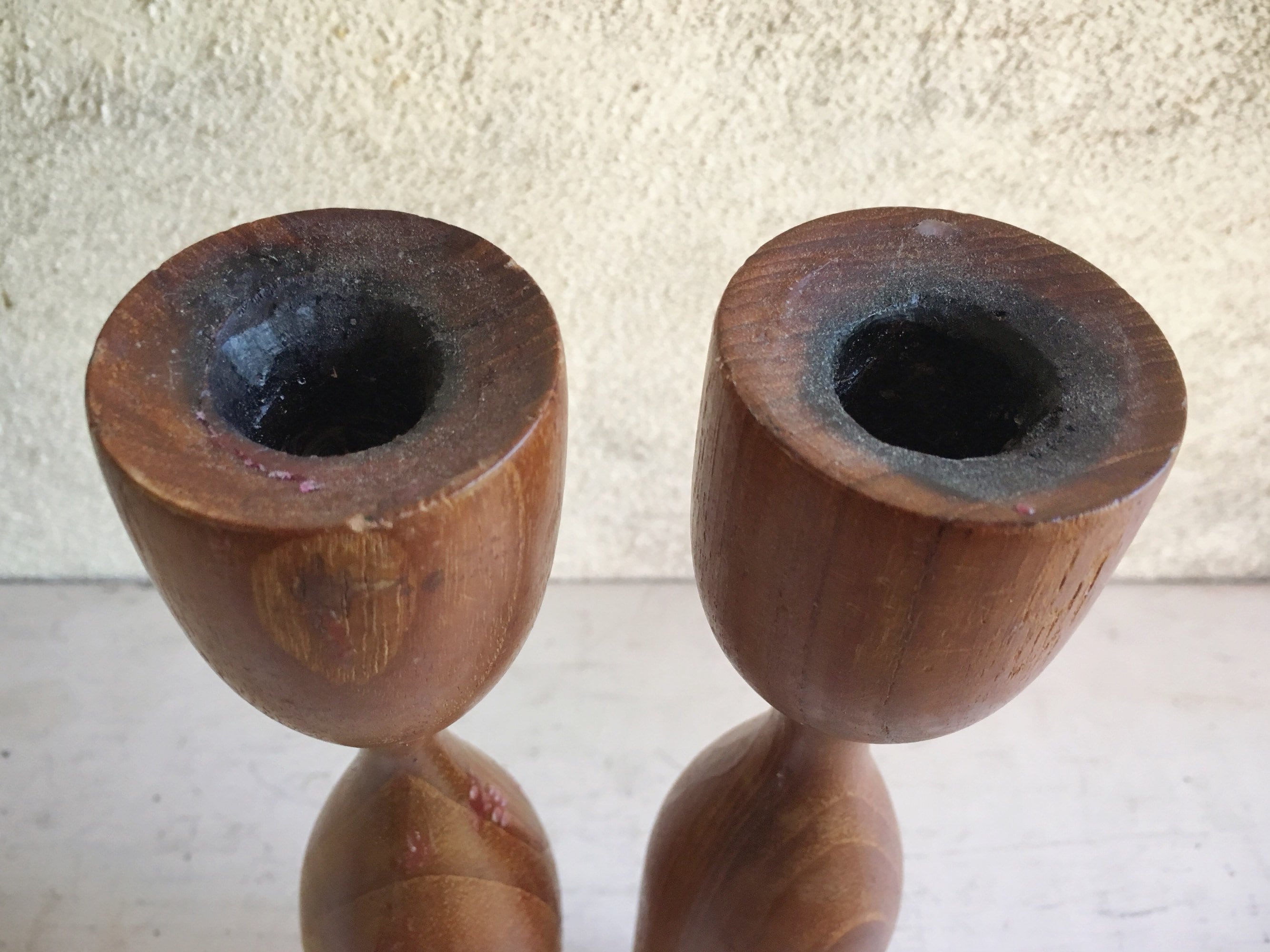 Vintage Danish Modern Teak Wood Candle Holder Set, Midcentury Modern ...