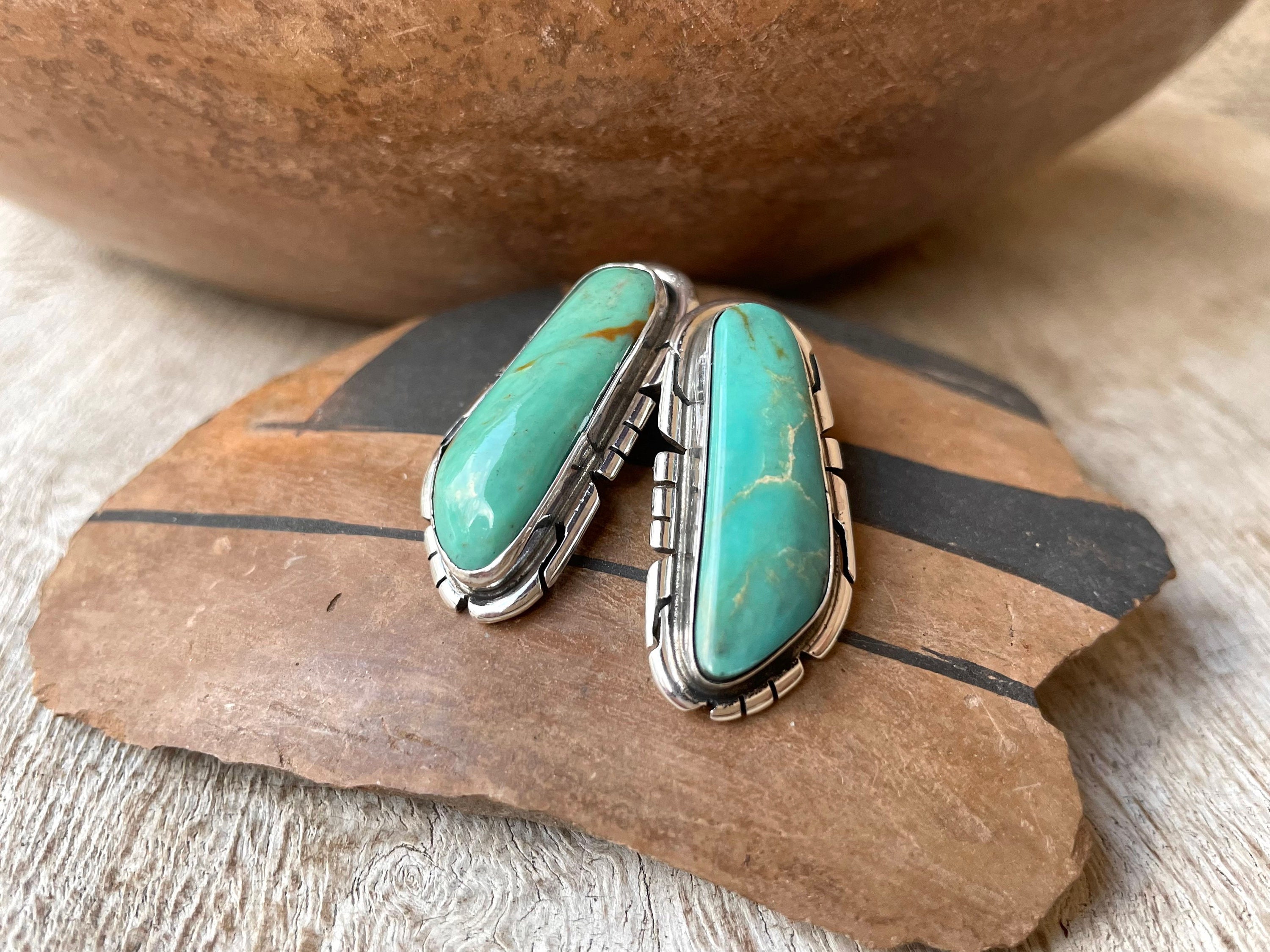 Genuine Thunder Creek Turquoise Post Earrings - 10 x 14 mm