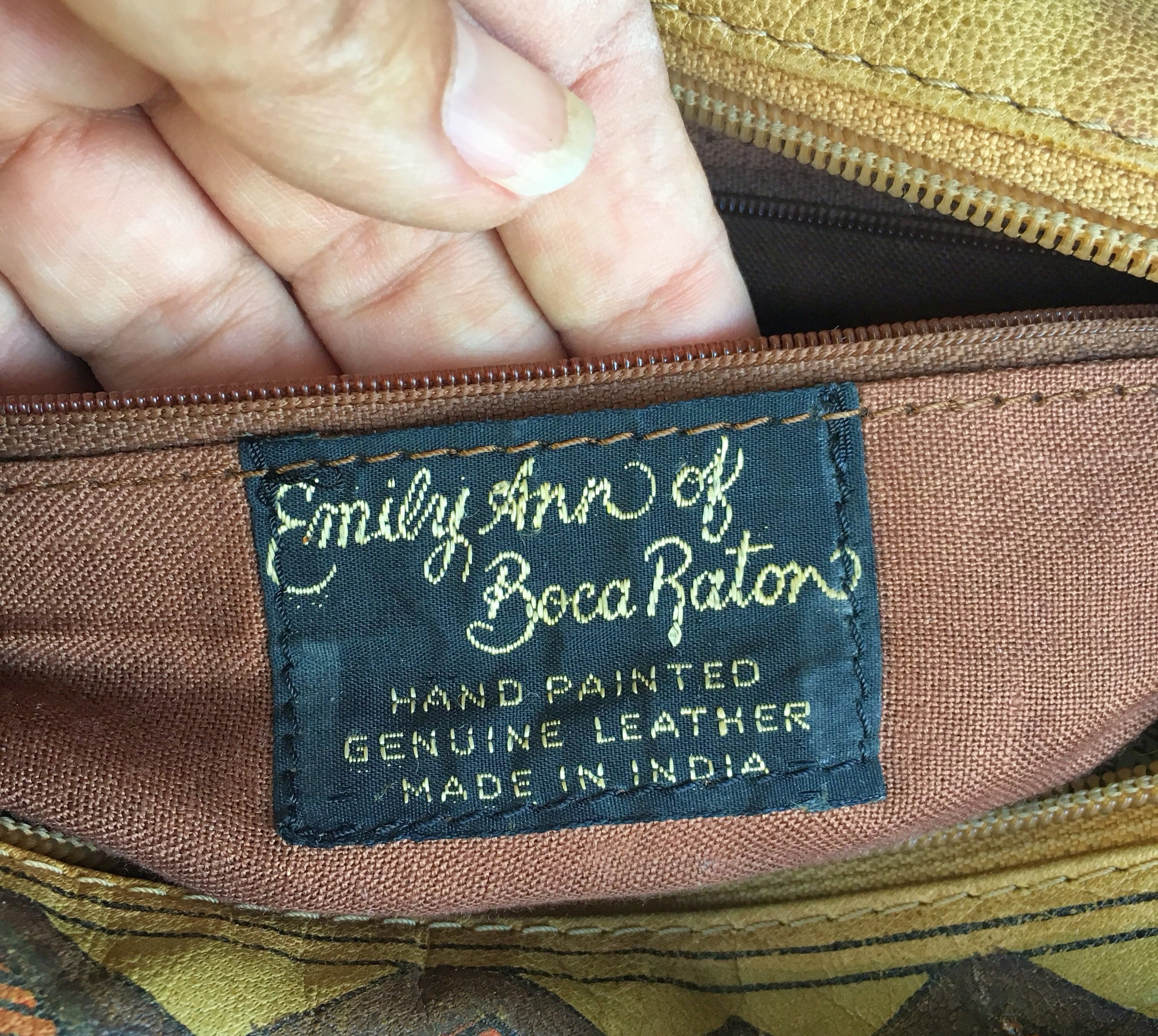 Vintage Hand Painted Leather Purse by Emily Ann of Boca Raton, Bohemian ...