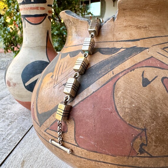 Solid Sterling Silver Rectangle Prism Beaded Link… - image 3