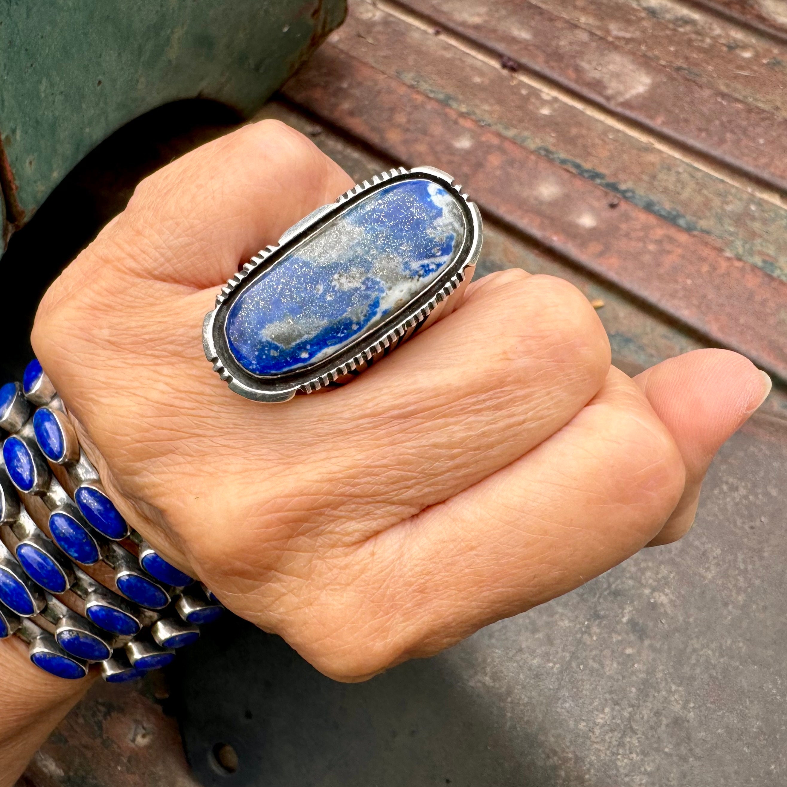 Best Native American Navajo Lapis Rare Huge Sterling Silver Bracelet Best Native American Navajo Lapis Rare Huge Sterling Silver Bracelet