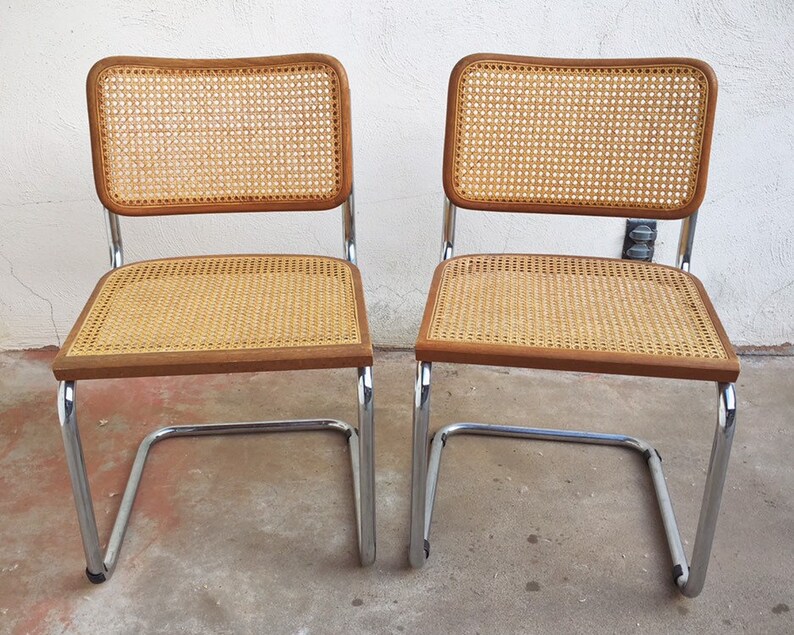 Vintage Cantilever Cesca Chair Mod Modernist Decor Two Marcel Breuer Style Side Chairs 1970s Furniture Bauhaus Design Mid Century Modern