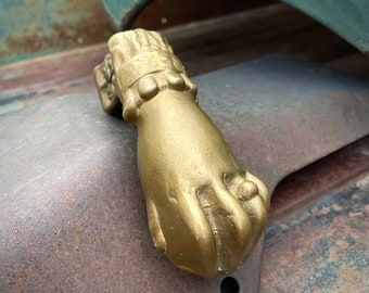 Brass Hand Door Knocker Victorian Hand Architectural Salvage, Hand of Fatima, Brass Door Knocker
