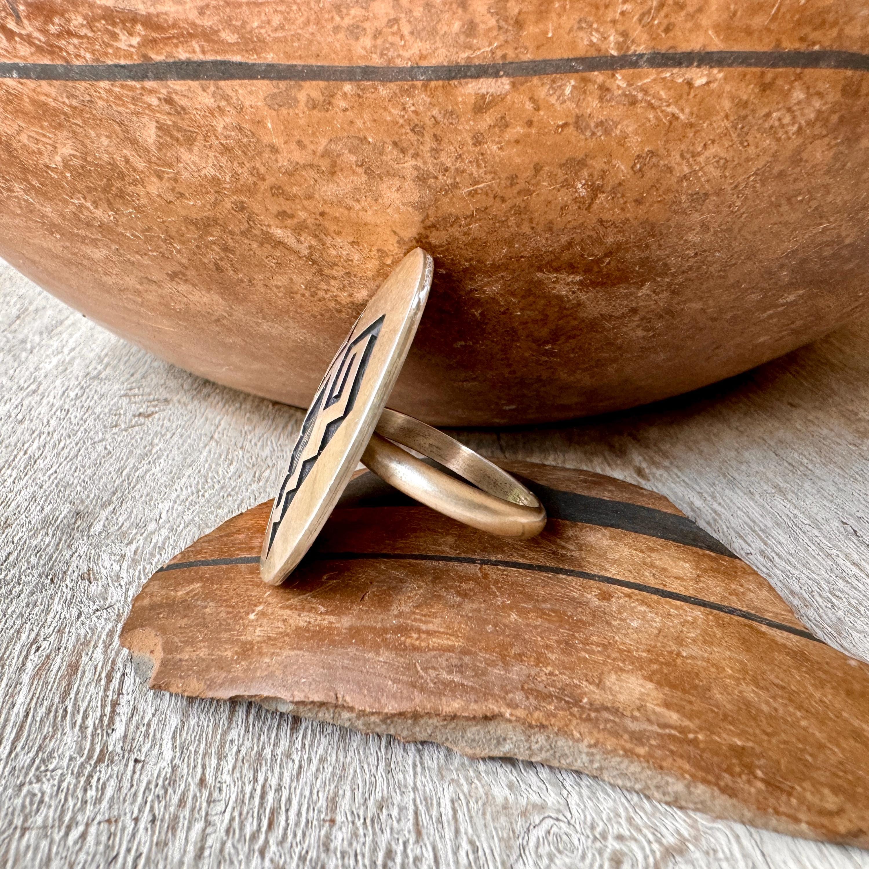 Large Navajo Ernest Hawthorn Sterling Silver Overlay Ring Approx