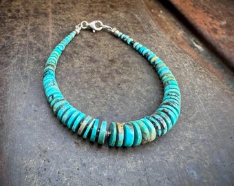 Turquoise Heishi Bracelet Approx 7" Total Length, Ideal for Small Wrist